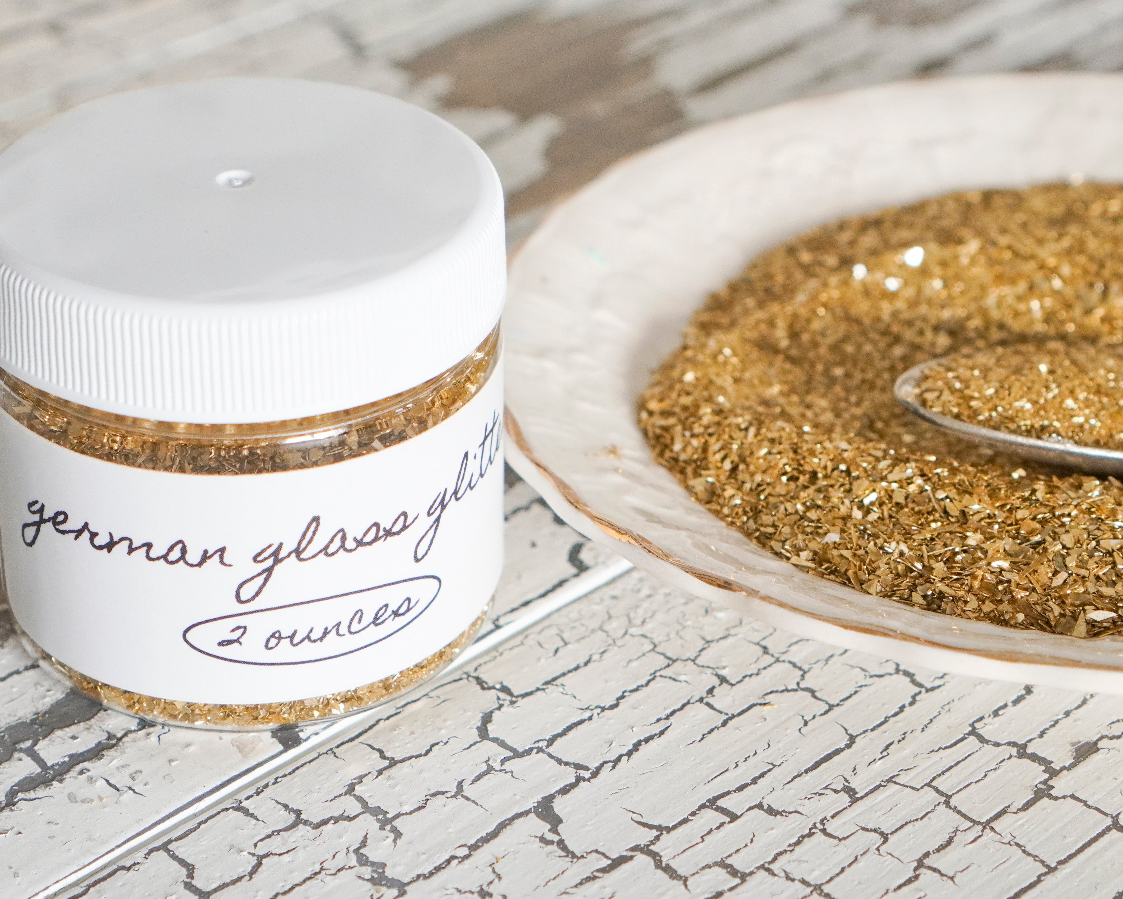 Gold Brass German Glass Glitter