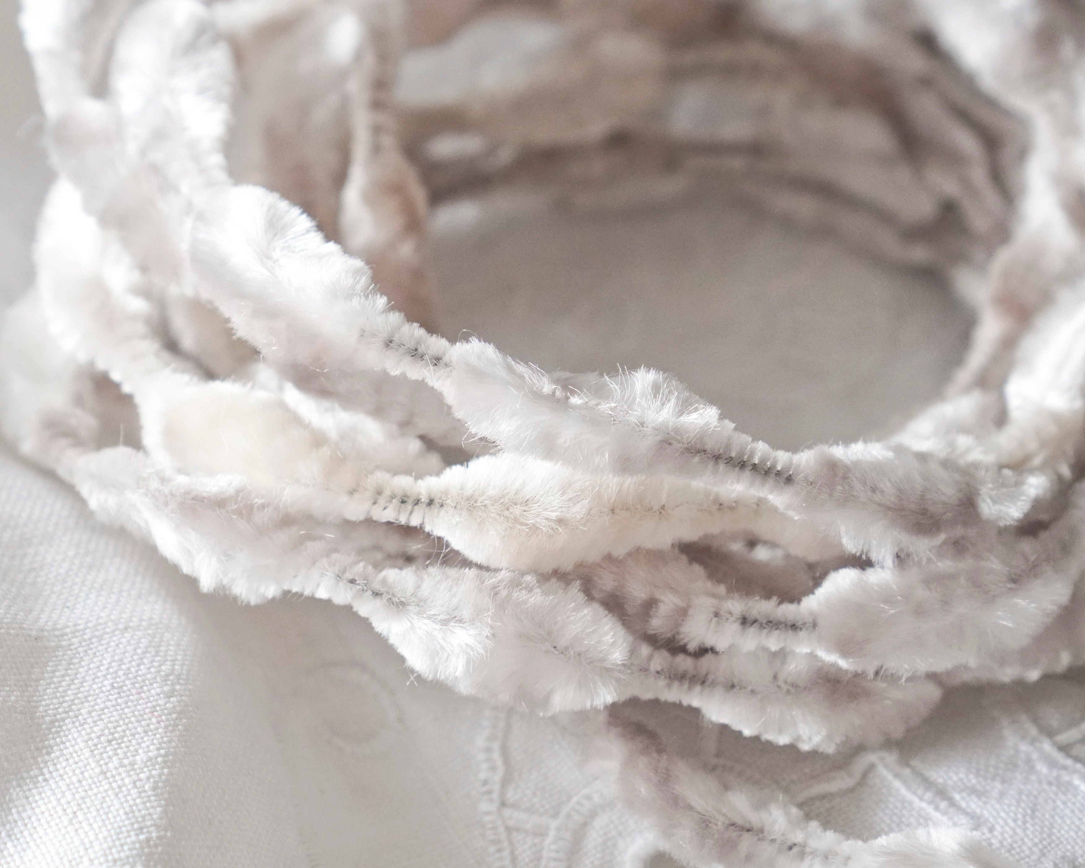 Mini Bump Chenille - Vintage Pale Gray Crushed Velvet Wired Trim, 3 Yds.