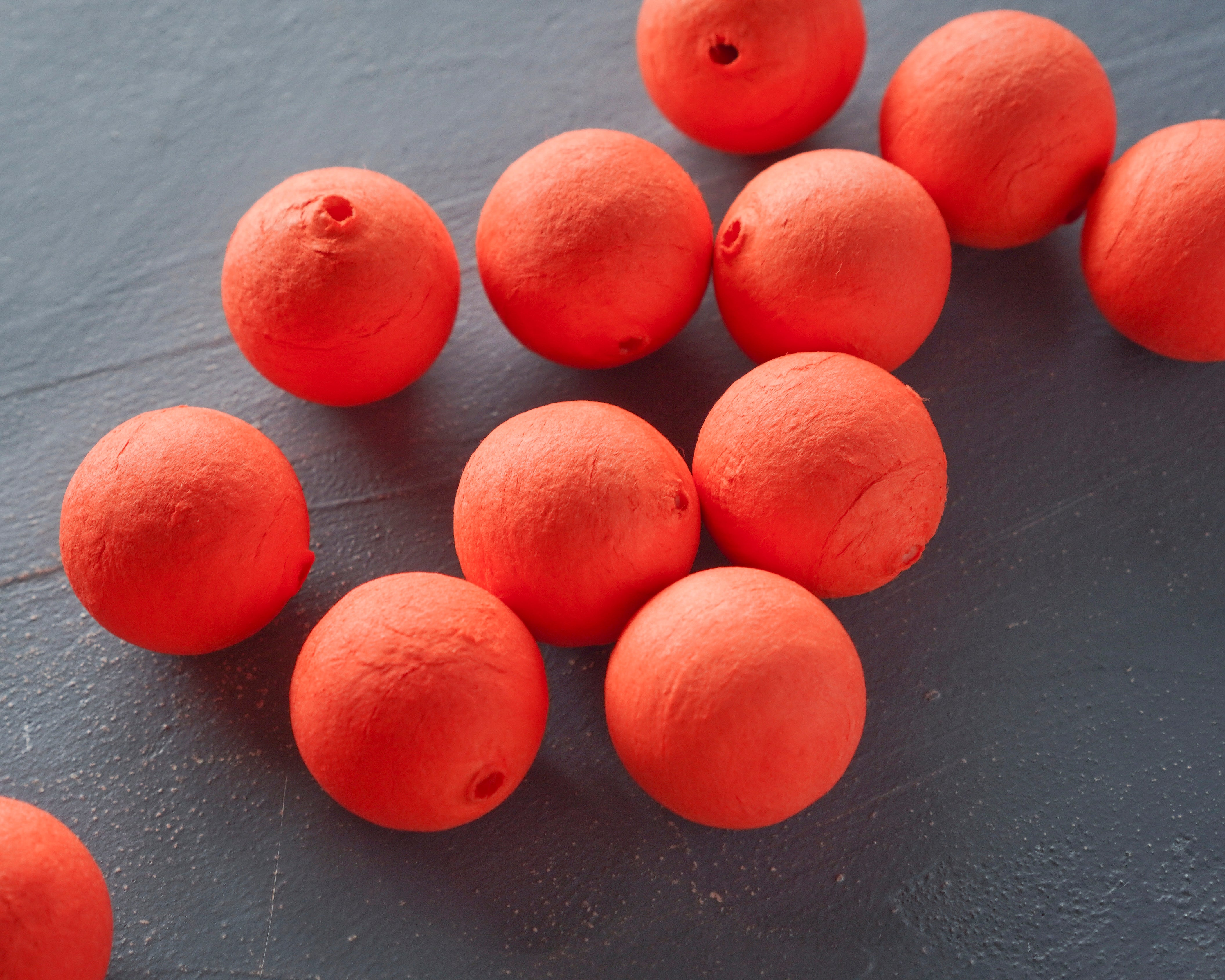 Elf Bodies - Orange Tinted 25mm Spun Cotton Balls, 12 Pcs.