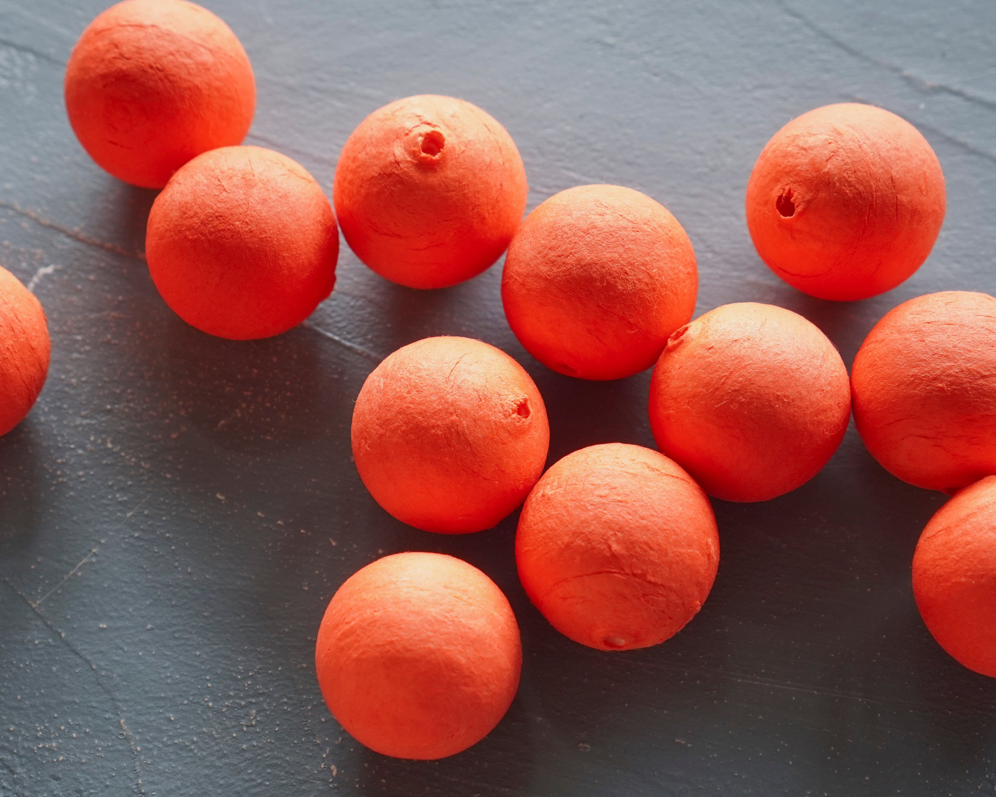 Elf Bodies - Orange Tinted 25mm Spun Cotton Balls, 12 Pcs.