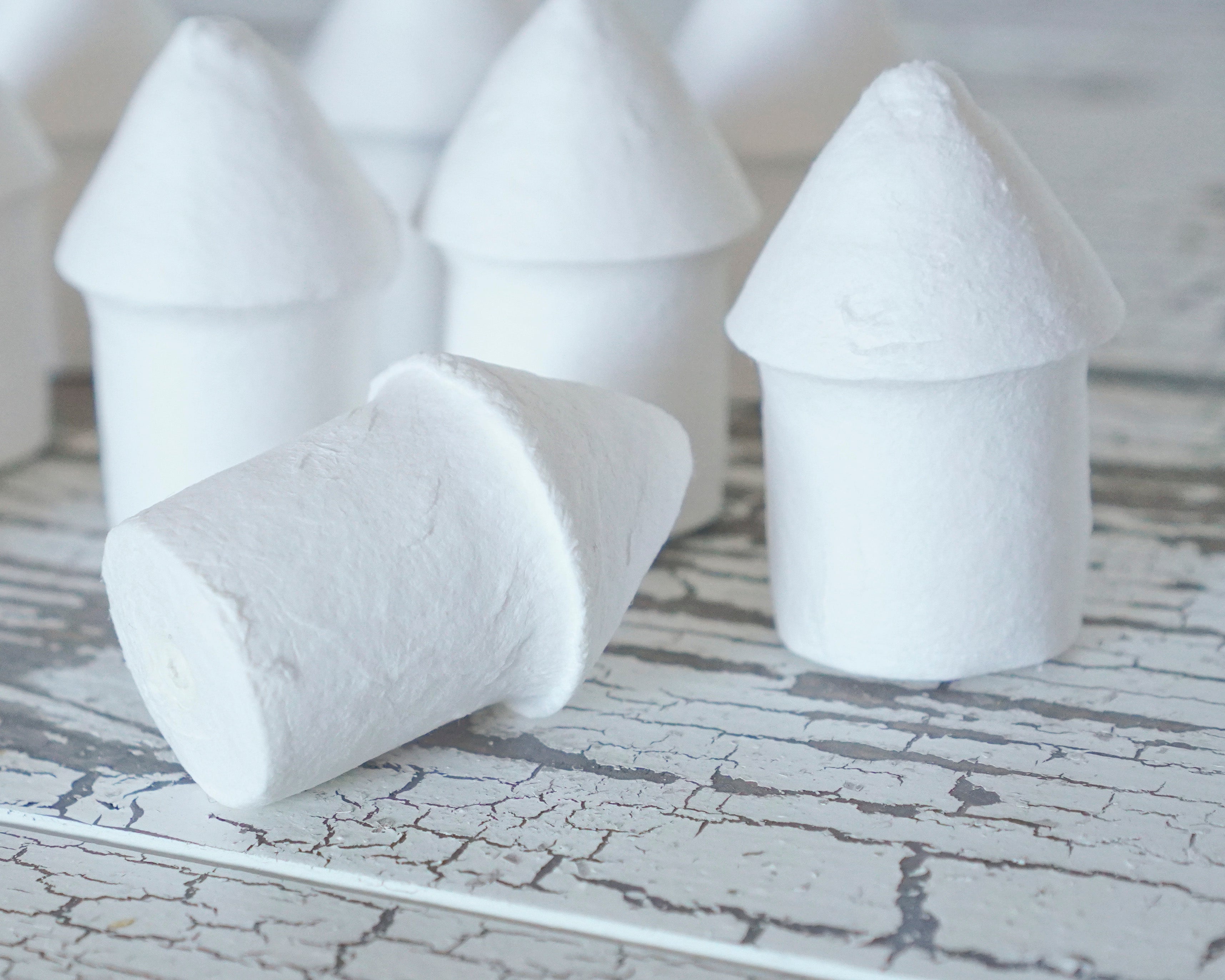 Spun Cotton Fairy House / Birdhouse - 50mm Miniature Round Hut, 12 Pcs.