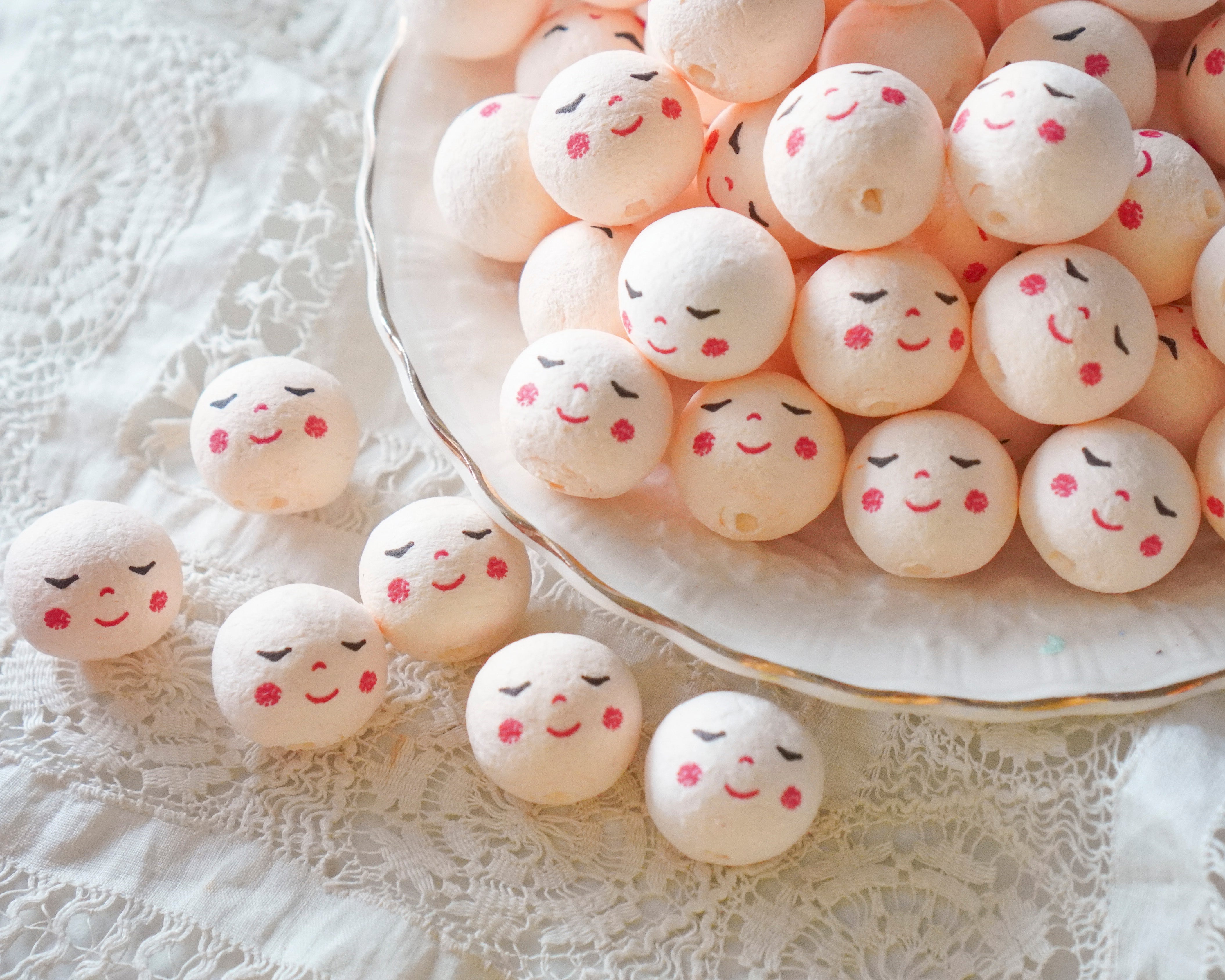 Mini Angel Heads: JOY - 18mm Cream Vintage-Style Spun Cotton Doll Heads, 12 Pcs.