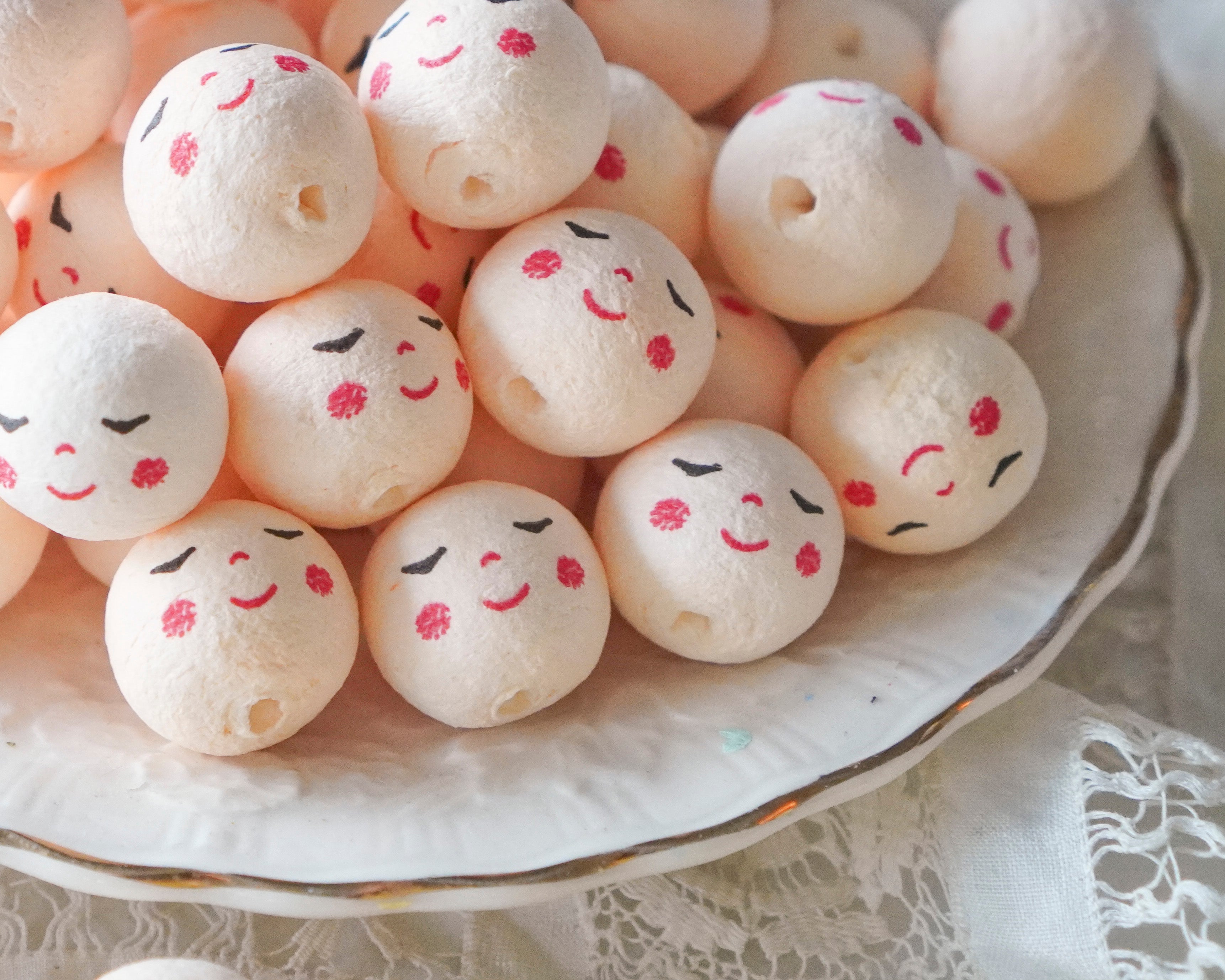 Mini Angel Heads: JOY - 18mm Cream Vintage-Style Spun Cotton Doll Heads, 12 Pcs.