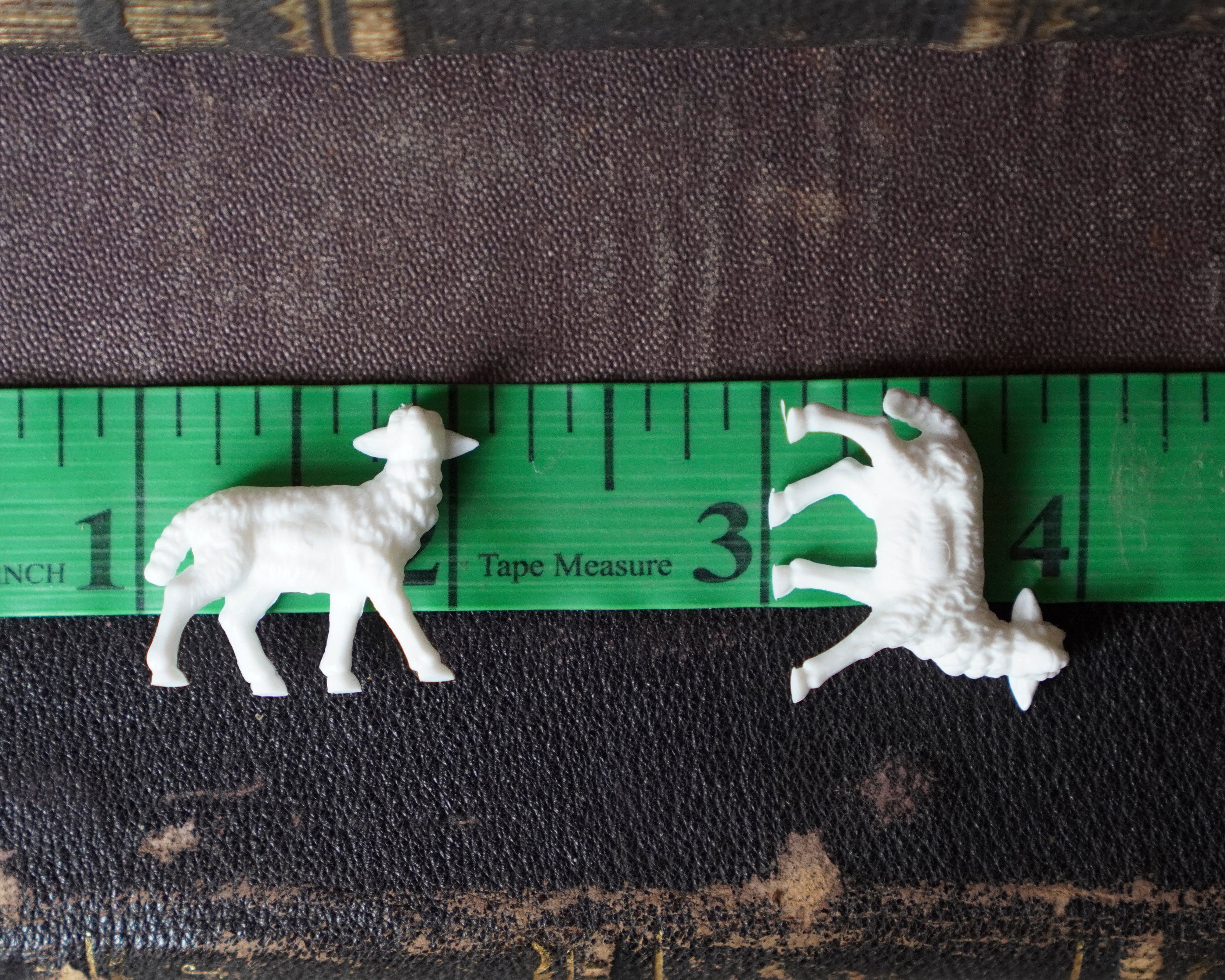 Miniature Lambs - Tiny German Plastic Craft Figurines, 6 Pcs.