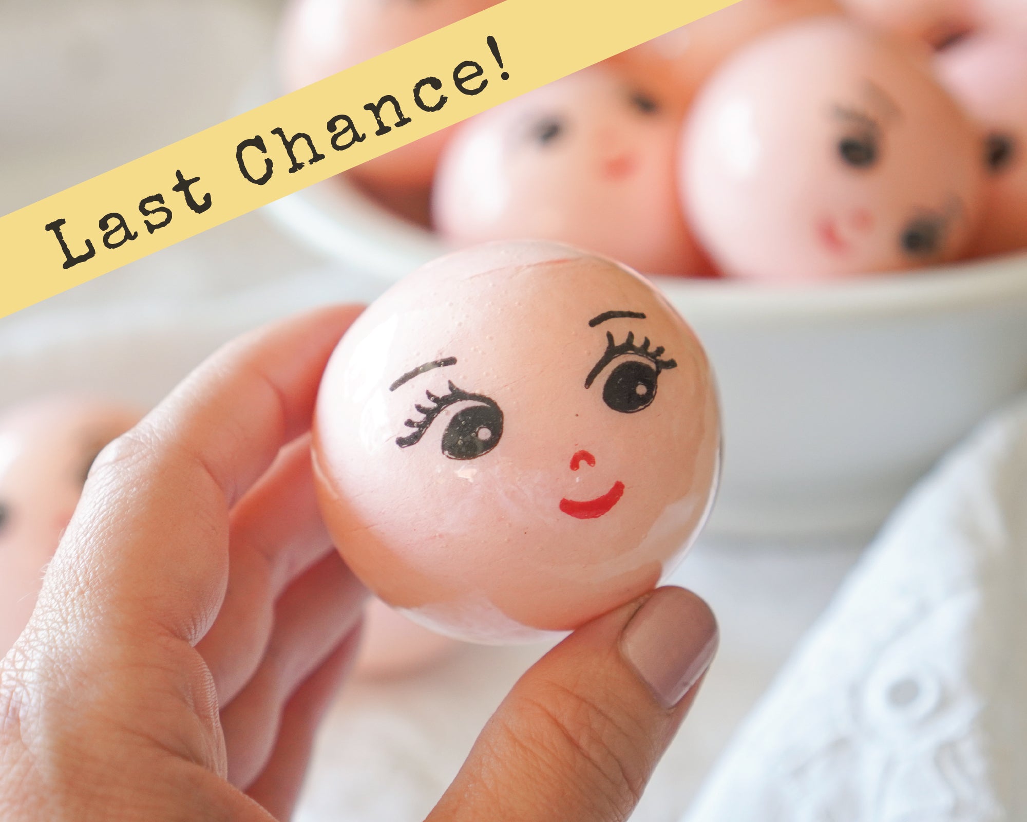 50mm Lacquered Doll Heads: CHARM, Pink, 6 Pcs.