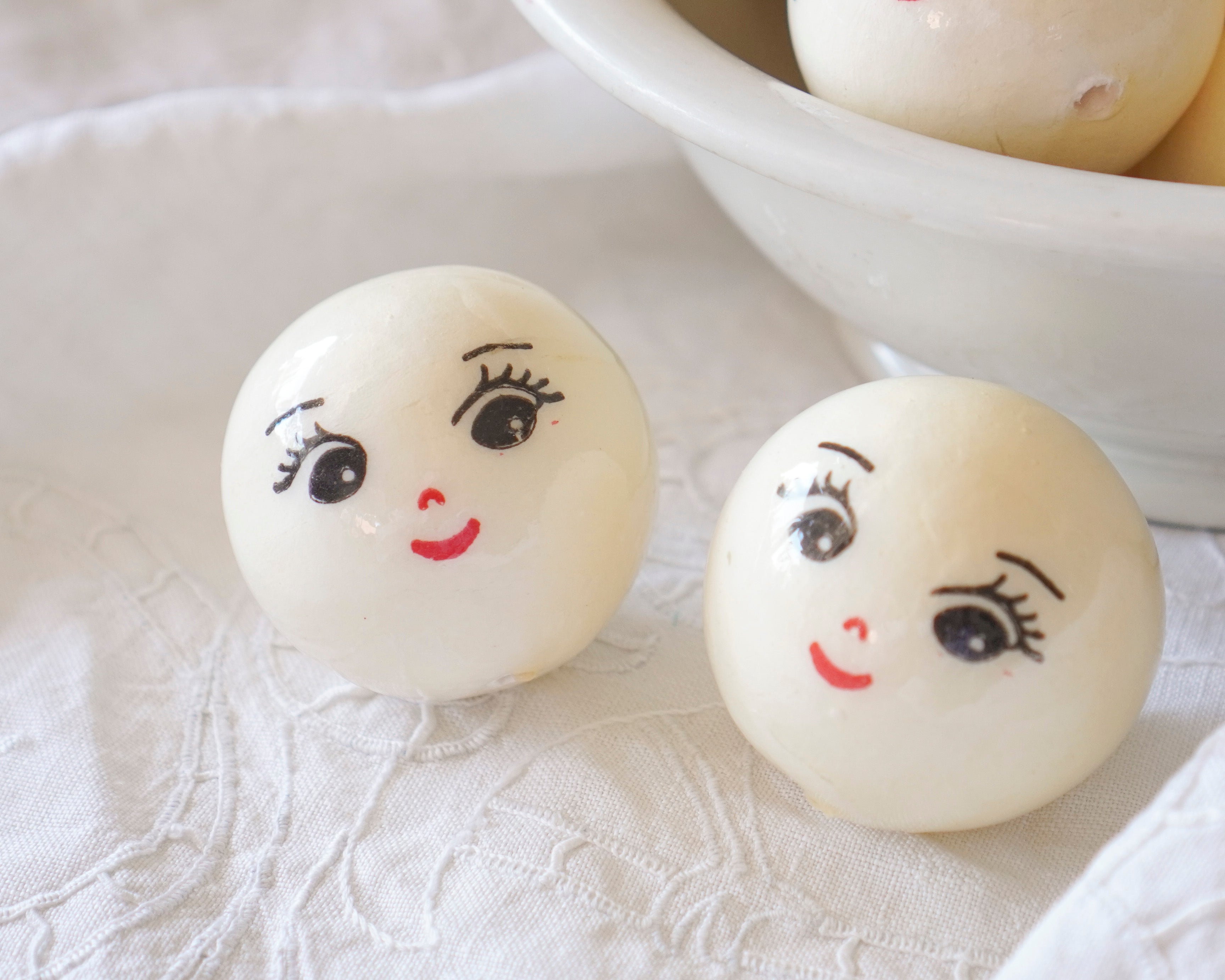 50mm Lacquered Doll Heads: CHARM, Cream, 6 Pcs.
