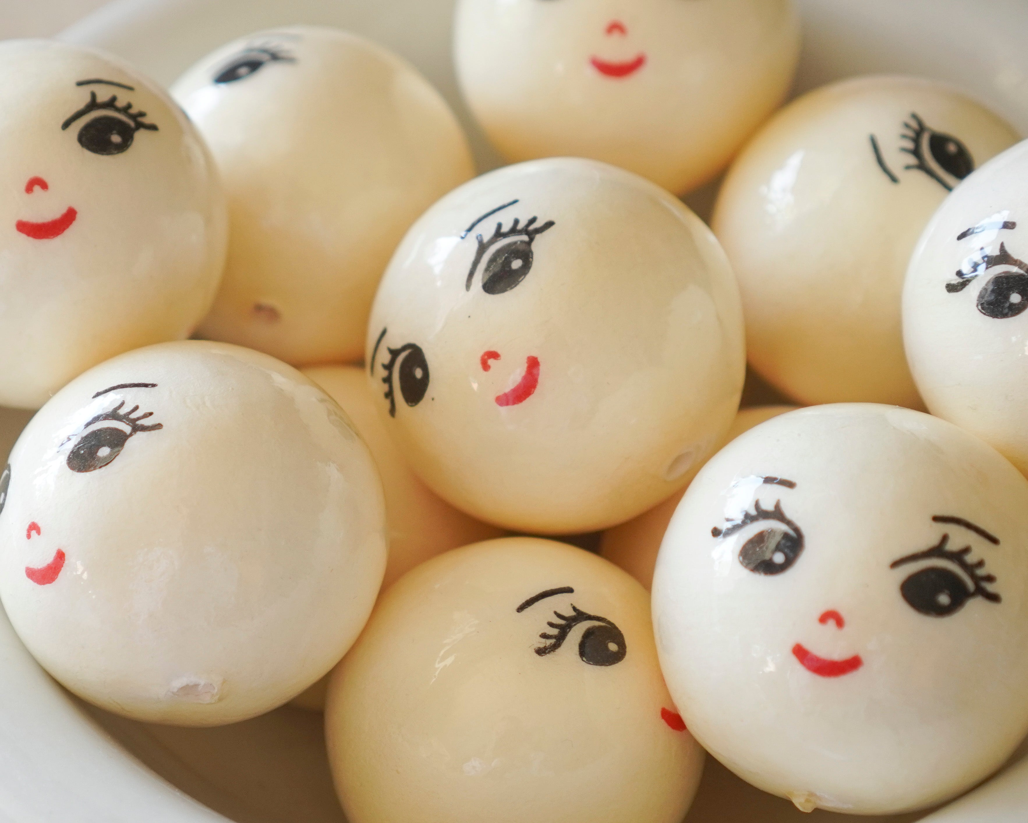 50mm Lacquered Doll Heads: CHARM, Cream, 6 Pcs.