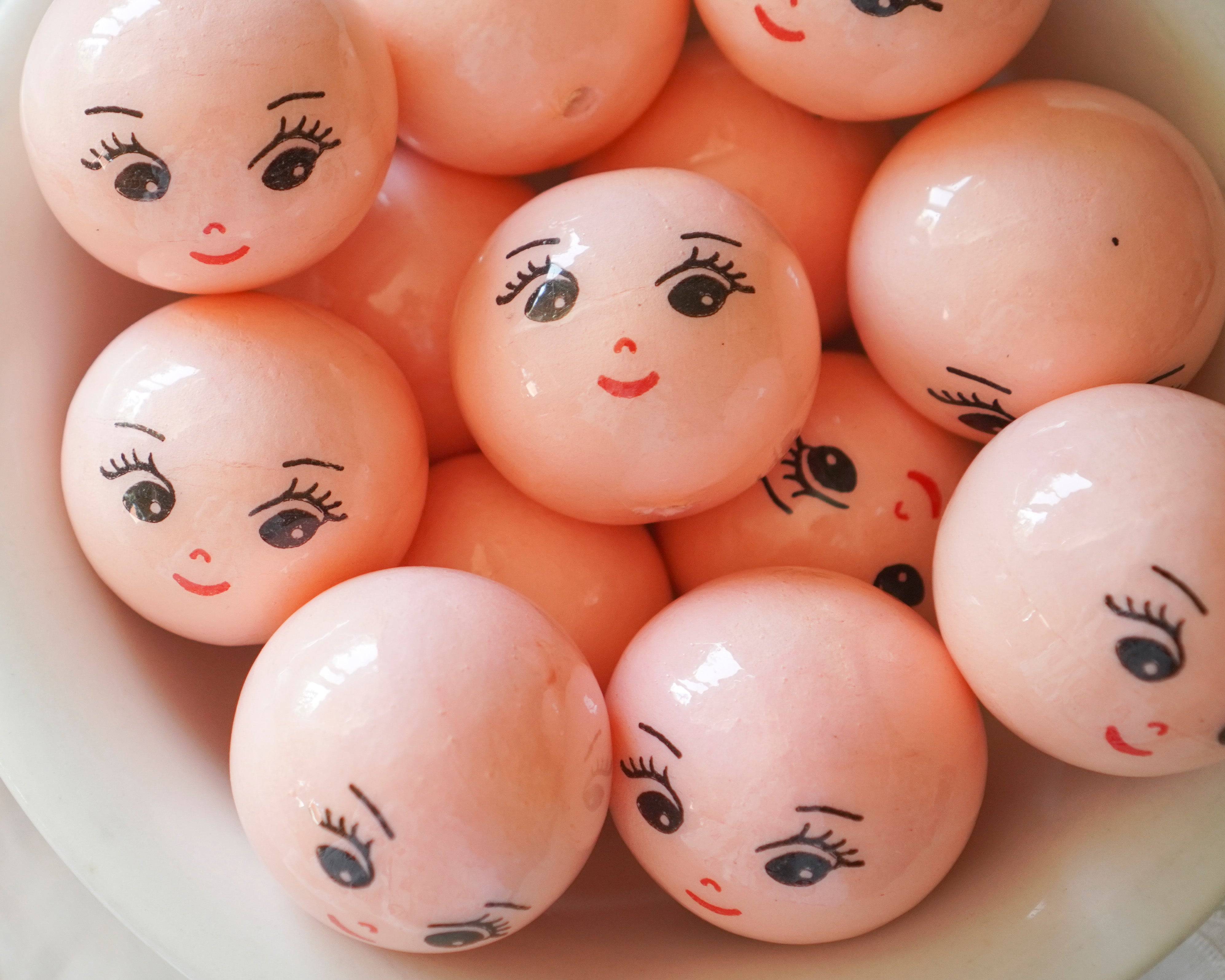 50mm Lacquered Doll Heads: CHARM, Pink, 6 Pcs.