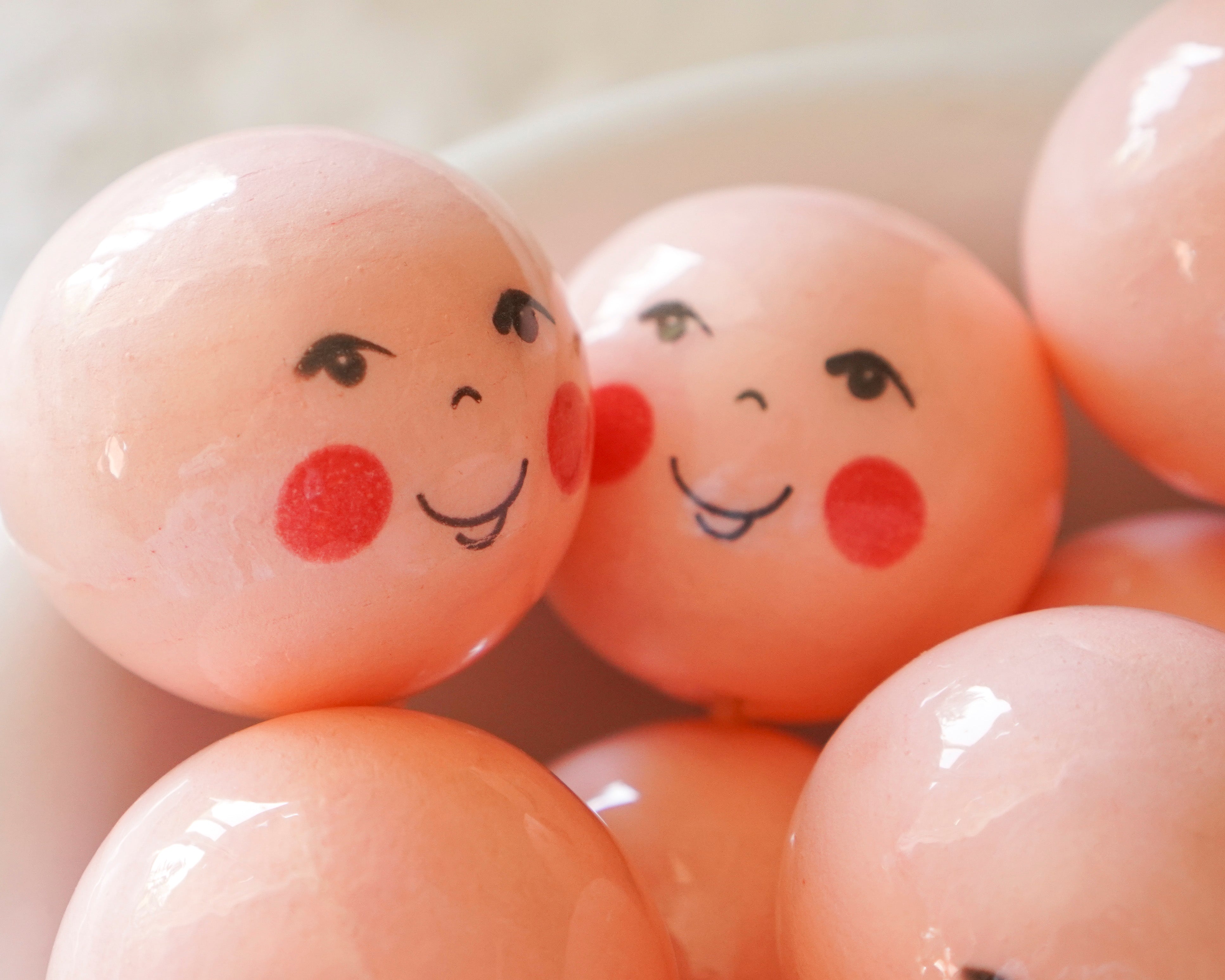 50mm Lacquered Doll Heads: FOLK DOLL, Pink, 6 Pcs.