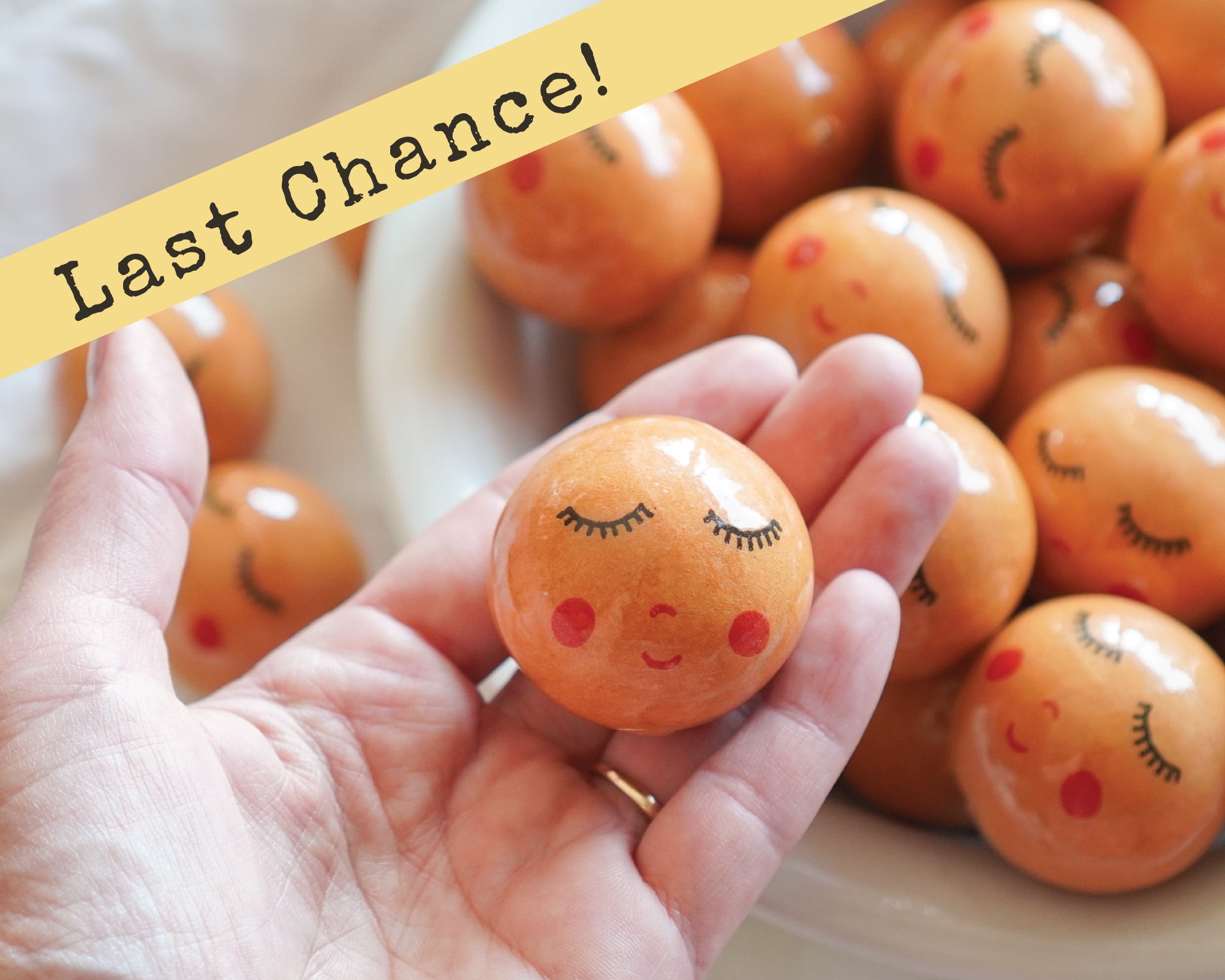 40mm Lacquered Doll Heads: SWEET ANGEL, Cinnamon Brown, 6 Pcs.