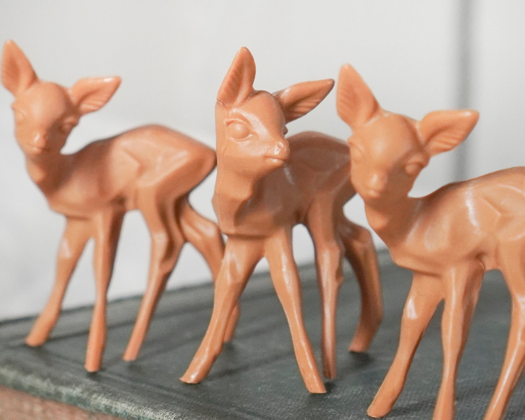 German Craft Deer - 1 3/4" Brown Plastic Figurines, 6 Pcs.