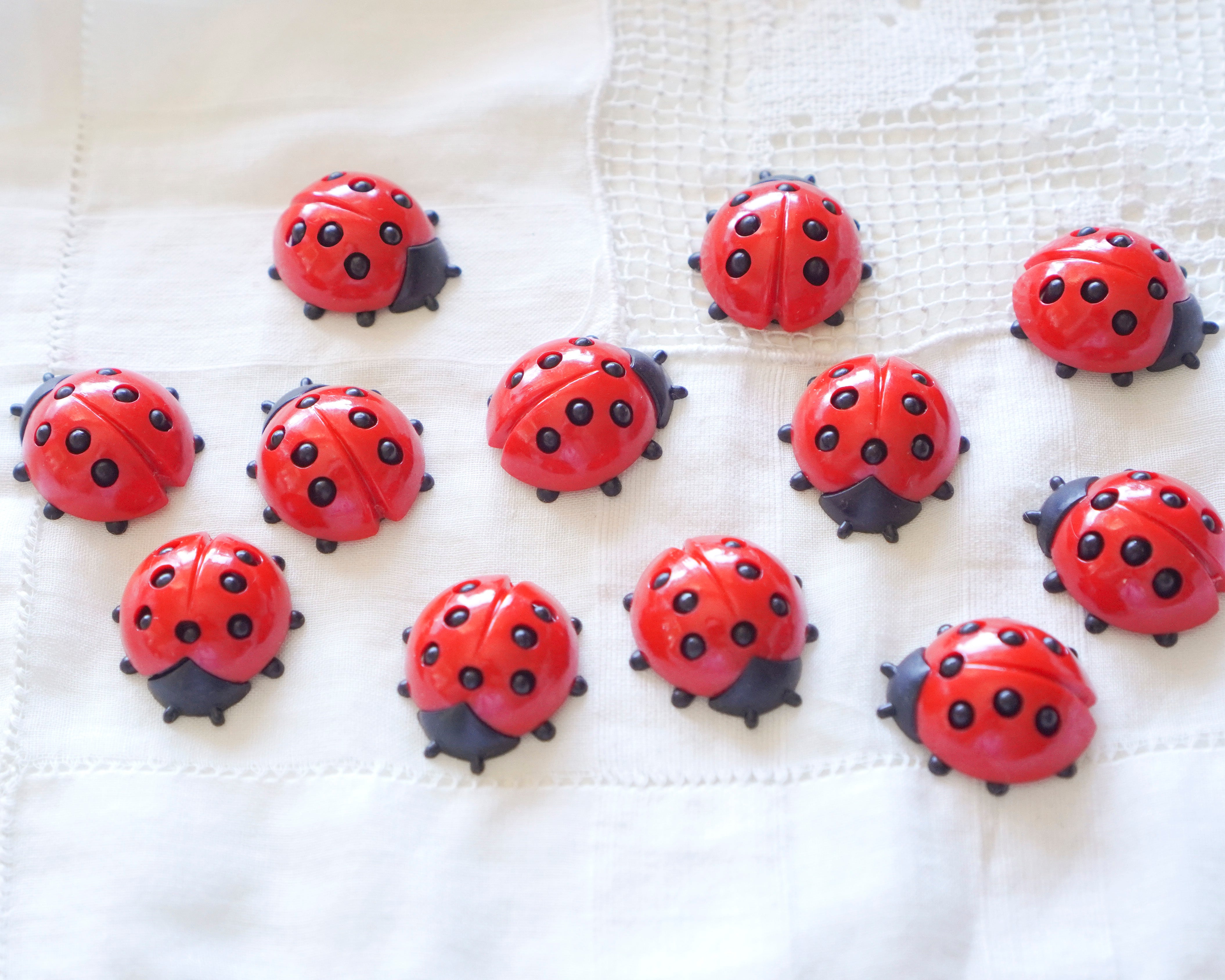 Medium German Plastic Ladybugs for Crafts, 12 Pcs.
