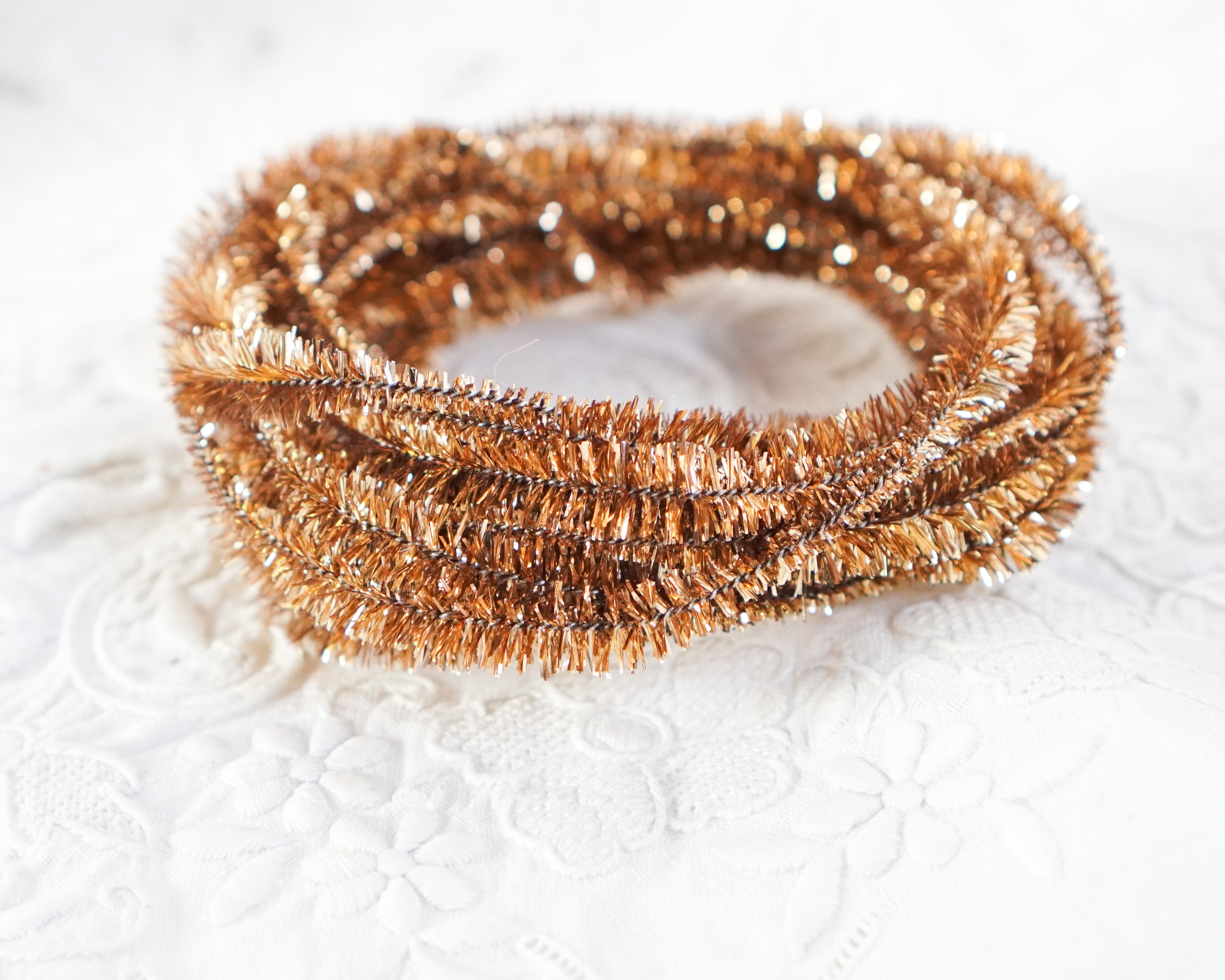 Gold Bump Chenille - Skinny Wired Metallic Bumpy Tinsel Trim, 3 Yds.