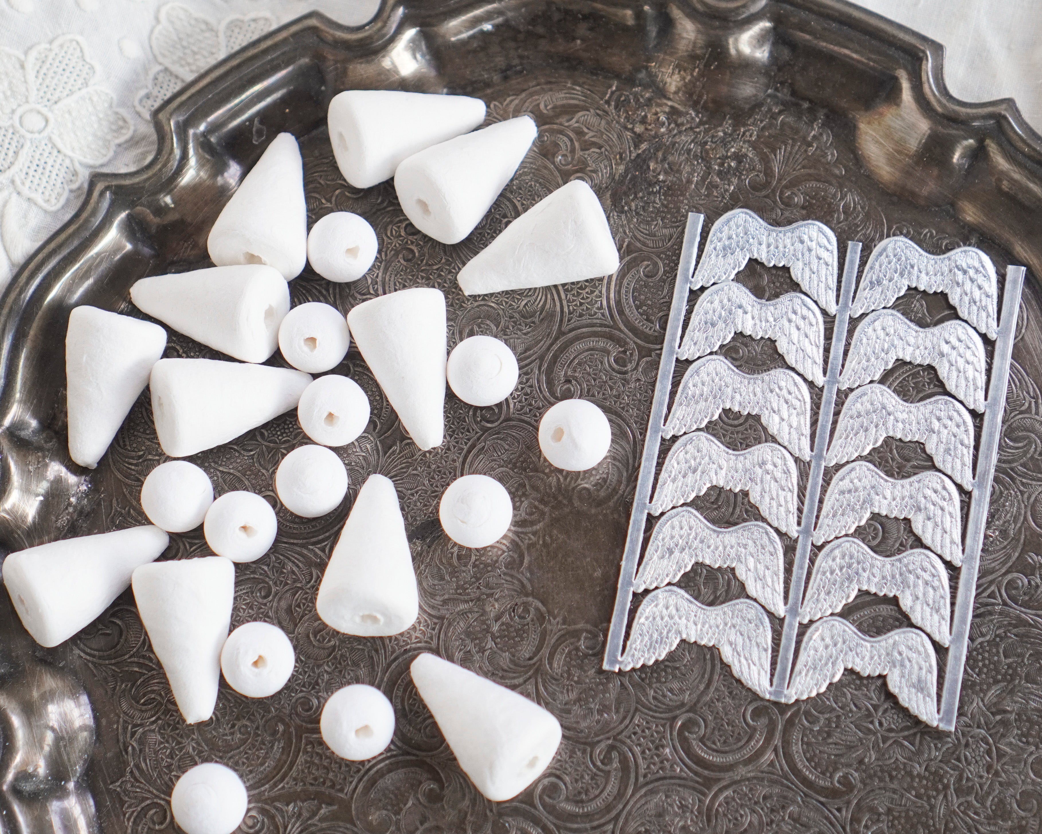 Tiny Angel Supply Pack - Spun Cotton Cones, Heads, & Mini Wings, Makes 12