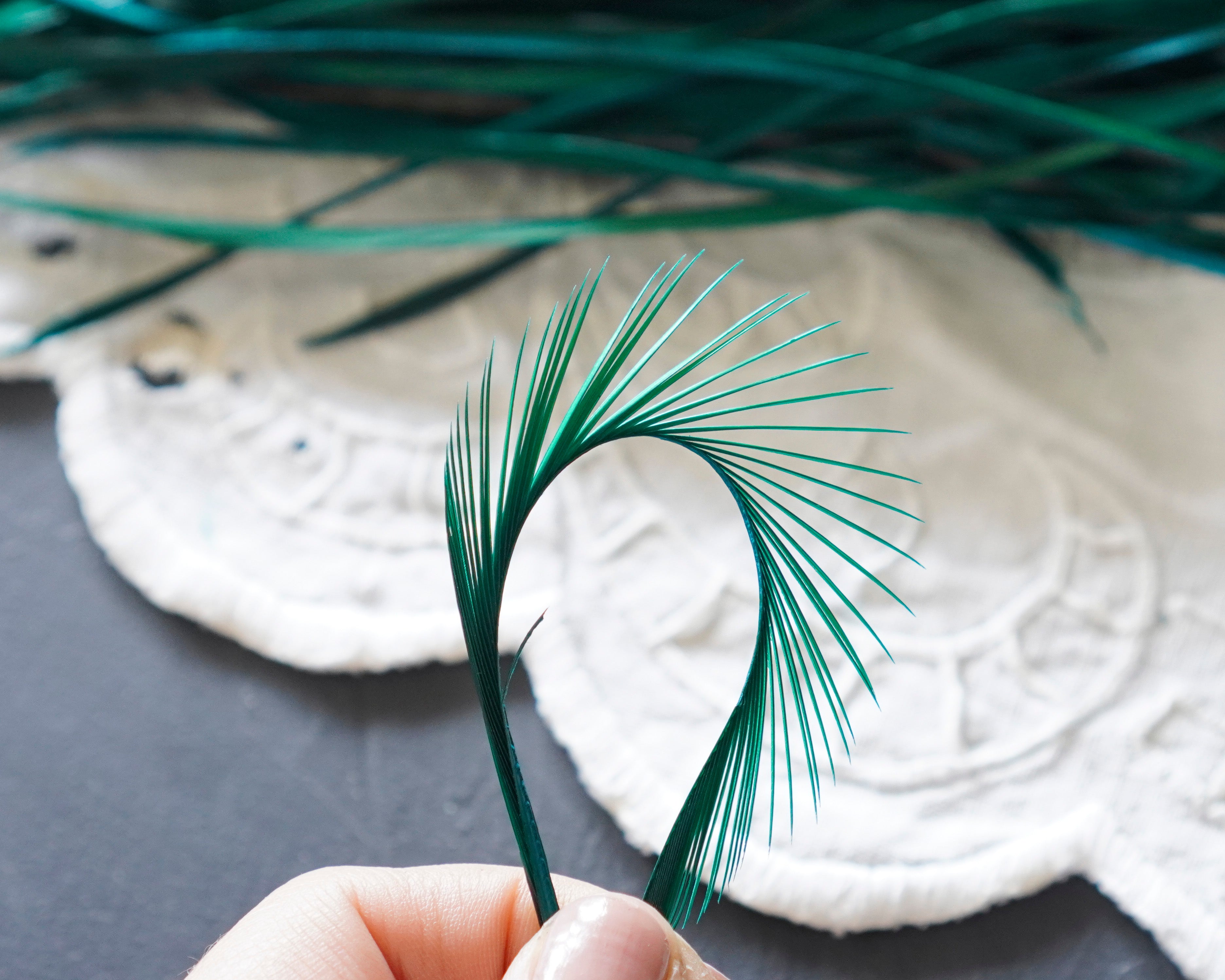 Goose Biots - Peacock Green Dyed Goose Feathers, 75 Pcs.