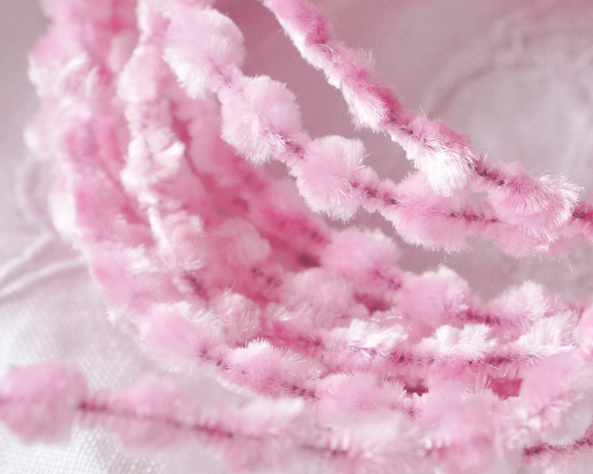 Caterpillar Bump Chenille - Pink Crushed Velvet Wired Trim, 3 Yds.