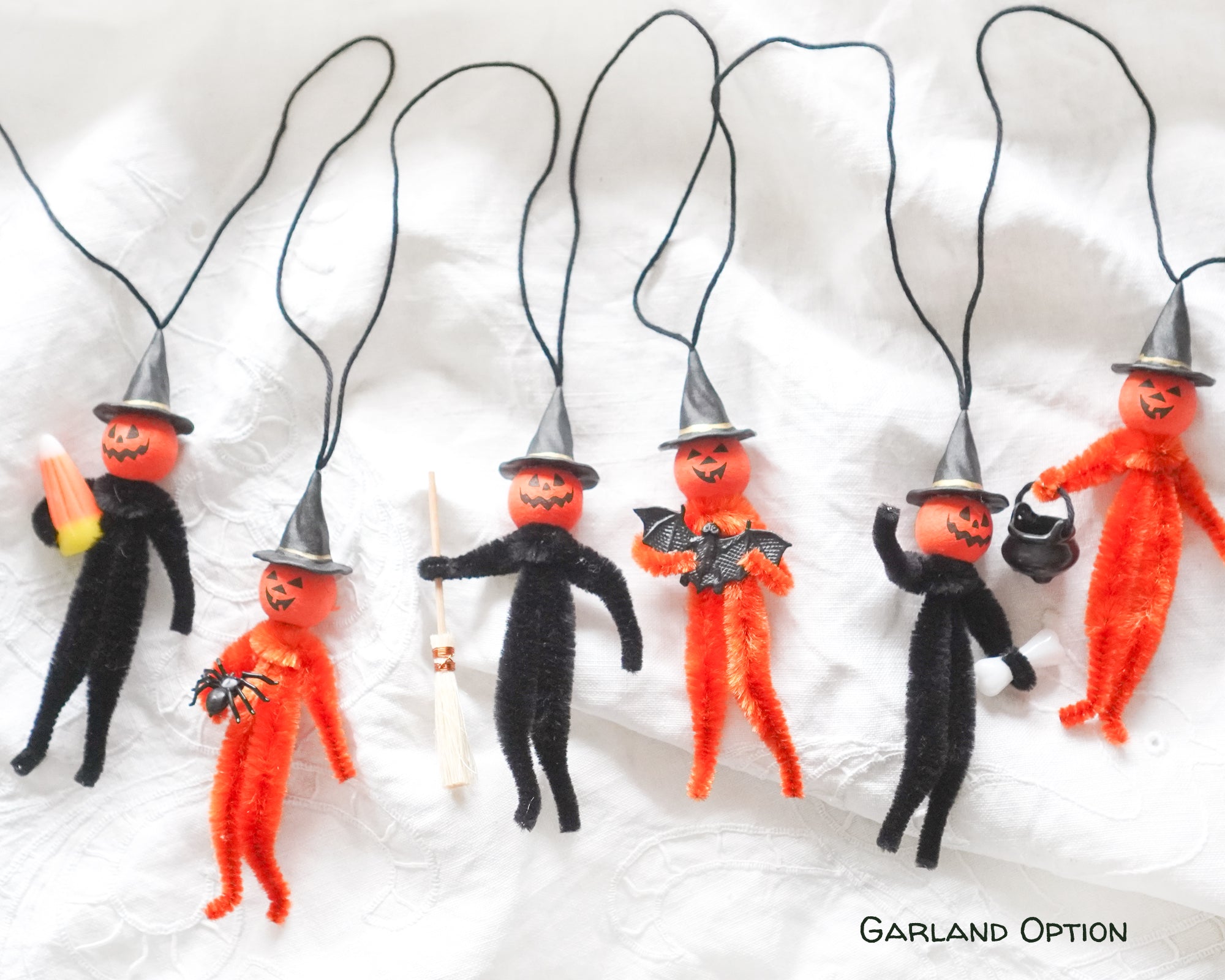 Pumpkin People Craft Kit, Vintage Style Spun Cotton and Bump Chenille Halloween Supply Pack