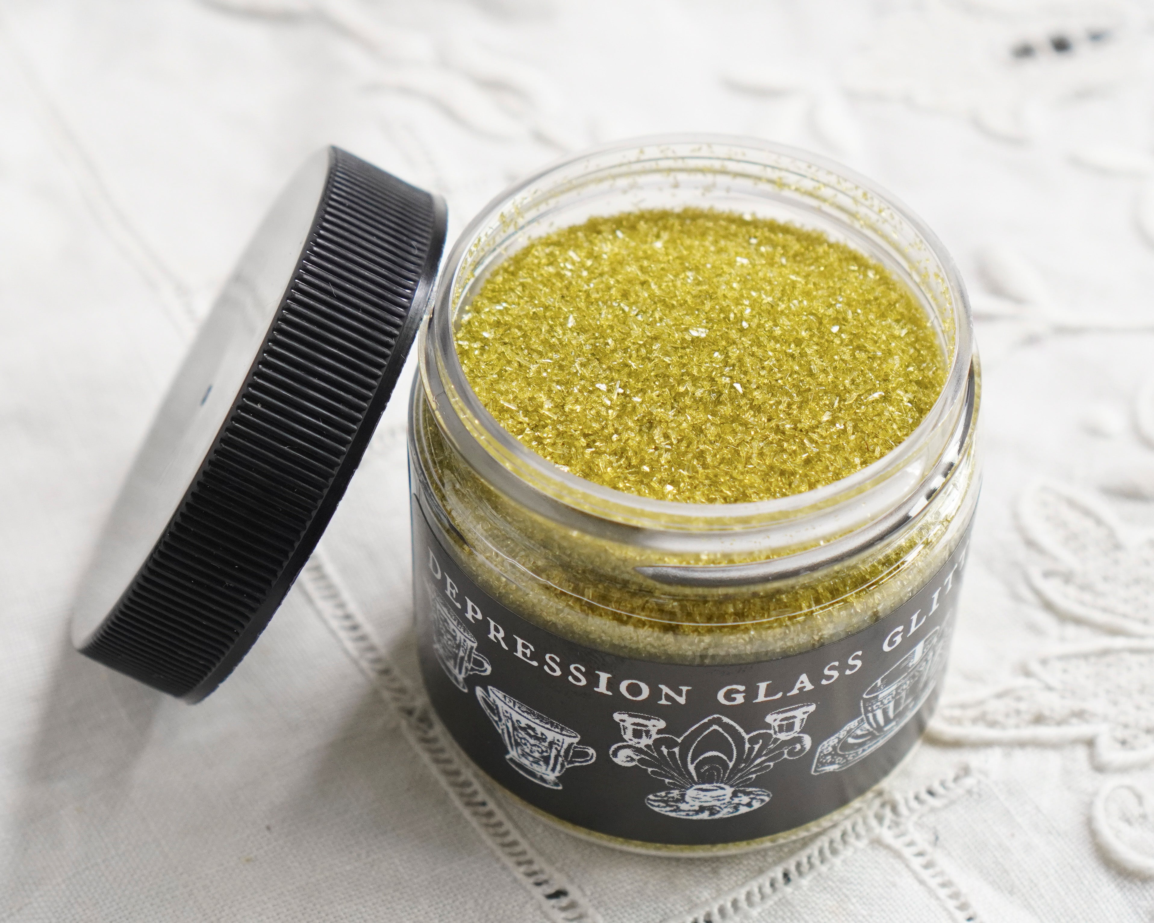 Depression Glass Glitter 2 Oz., Chartreuse Yellow Green