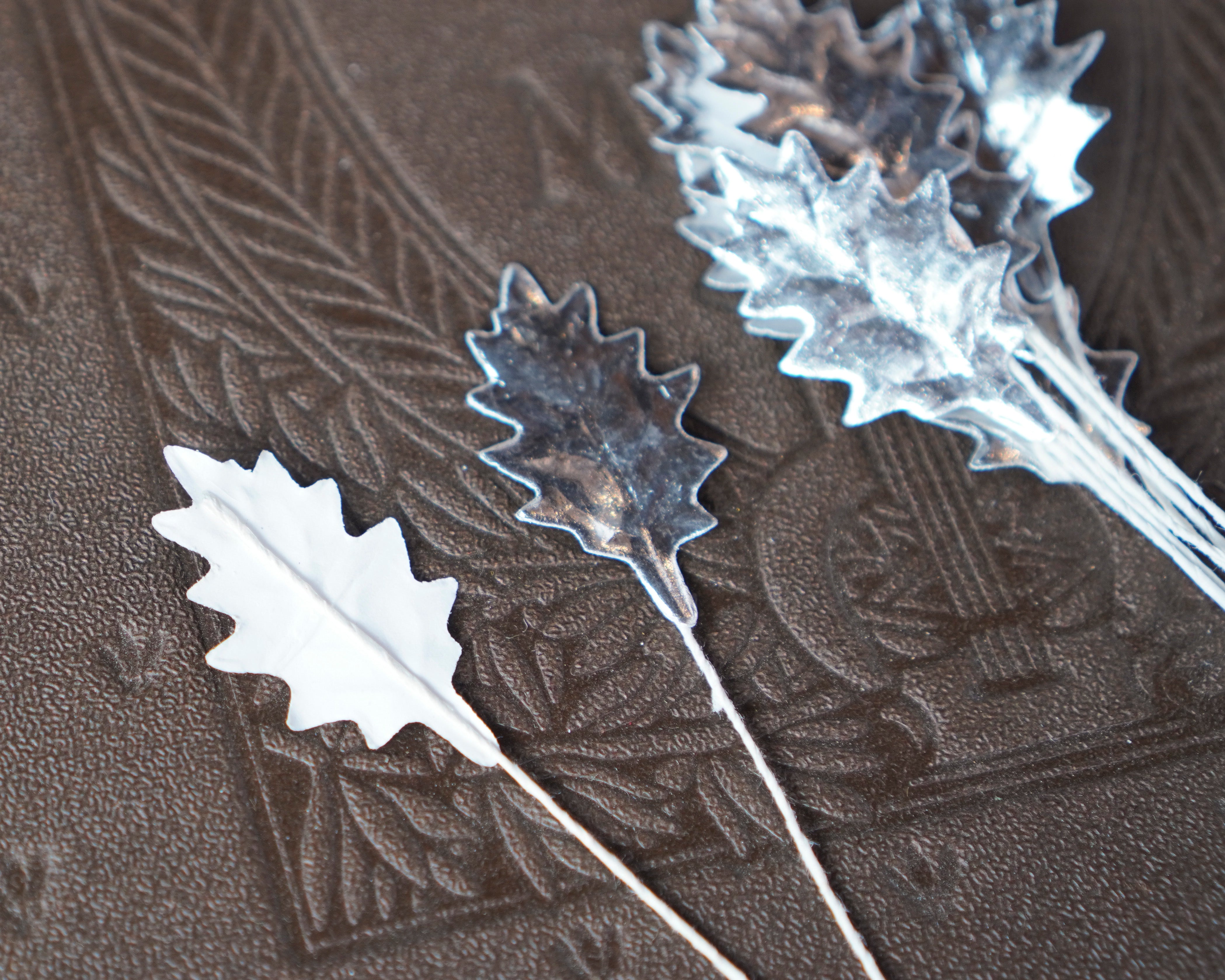 Mini Silver Holly Leaves, 10 Pcs.