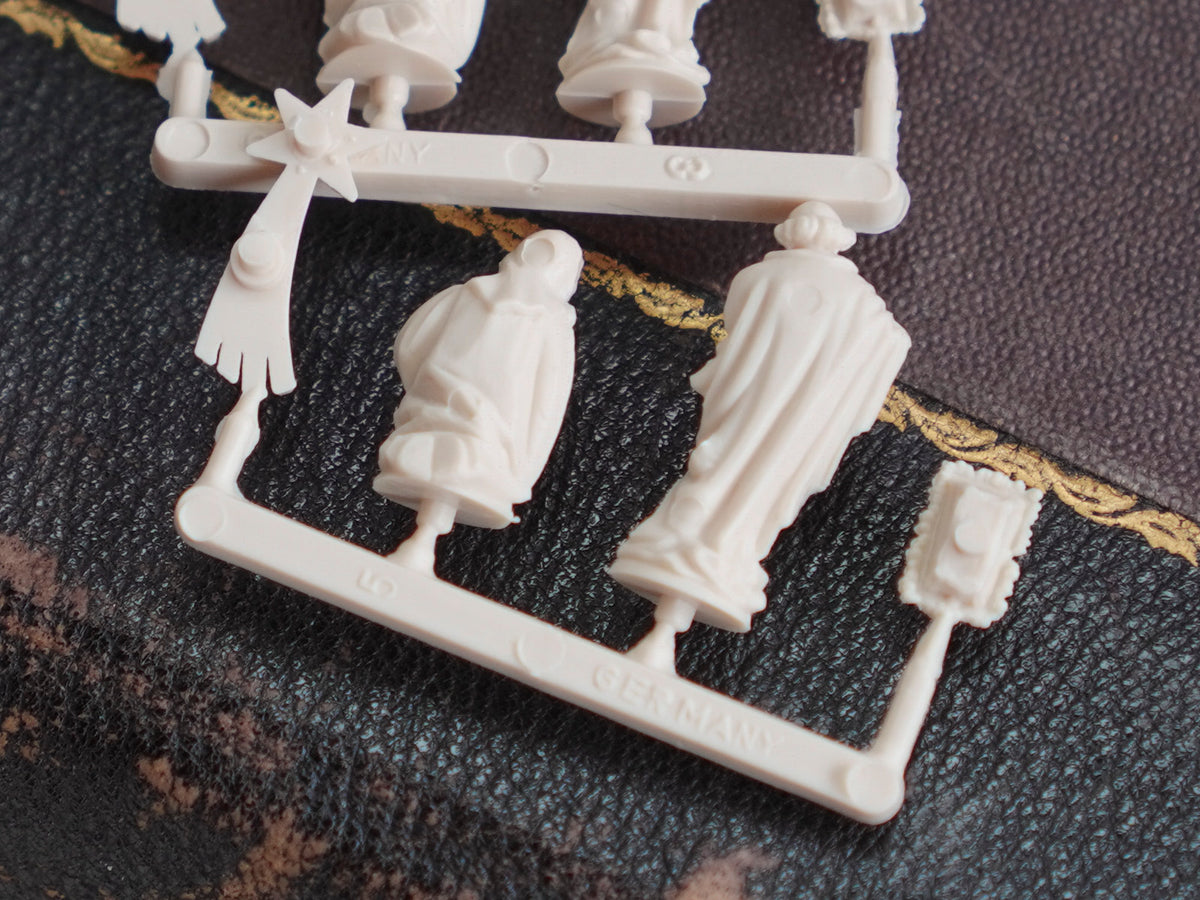 Miniature German Nativity Figures - Tiny Plastic Craft Figurines, Size A, 3 Sets