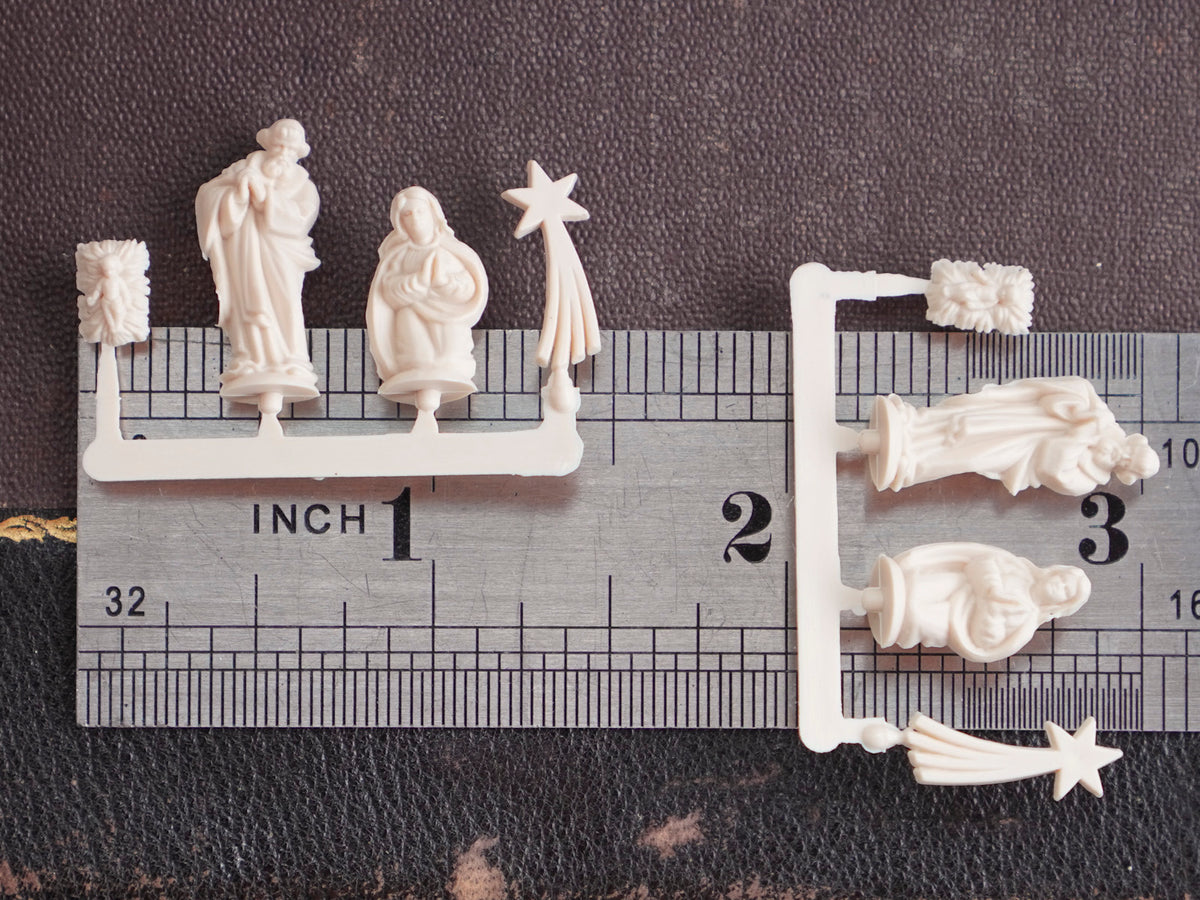 Miniature German Nativity Figures - Tiny Plastic Craft Figurines, Size A, 3 Sets