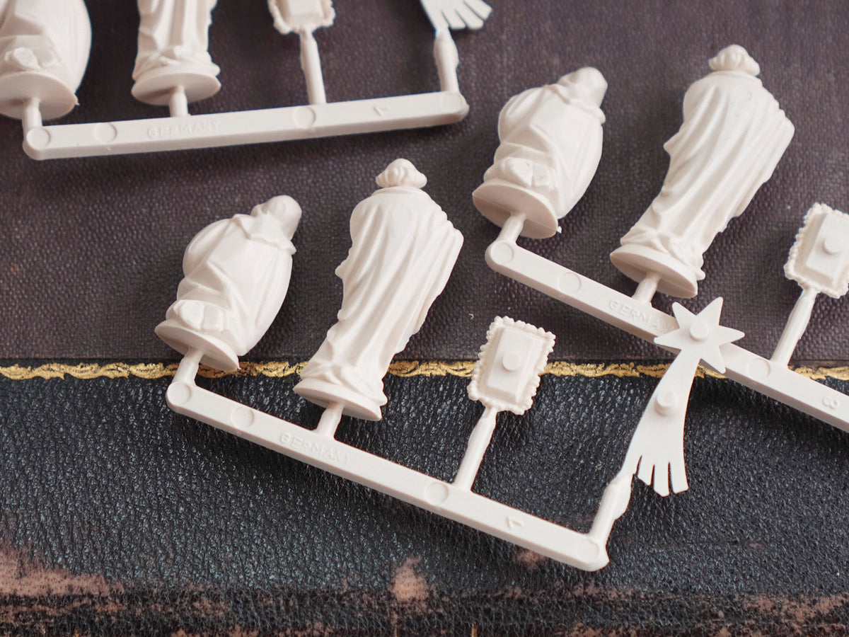 Miniature German Nativity Figures - Tiny Plastic Craft Figurines, Size B, 3 Sets