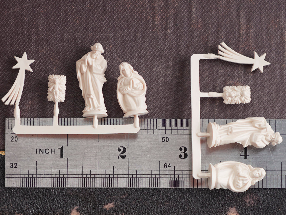Miniature German Nativity Figures - Tiny Plastic Craft Figurines, Size B, 3 Sets