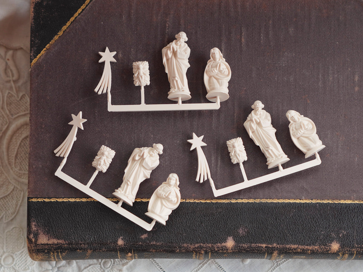 Miniature German Nativity Figures - Tiny Plastic Craft Figurines, Size C, 3 Sets