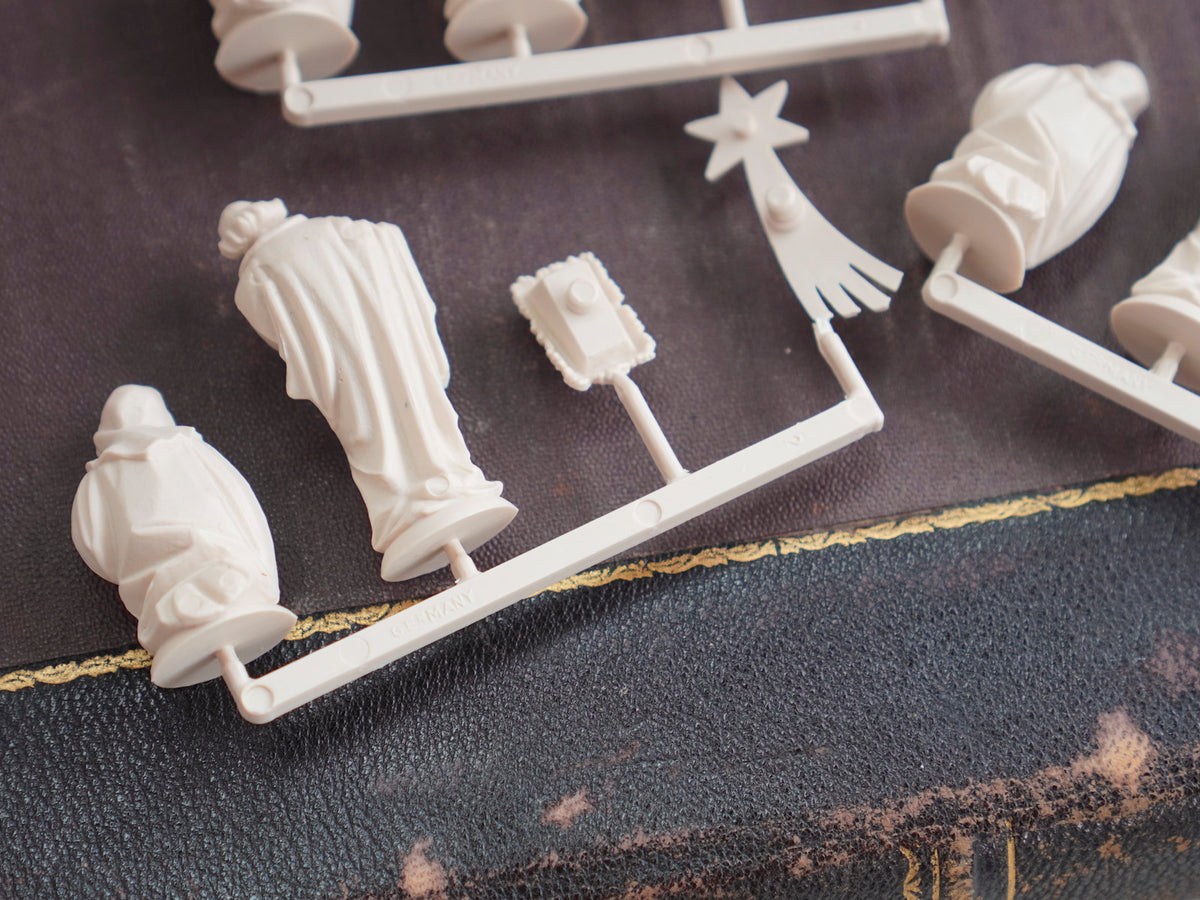 Miniature German Nativity Figures - Tiny Plastic Craft Figurines, Size C, 3 Sets