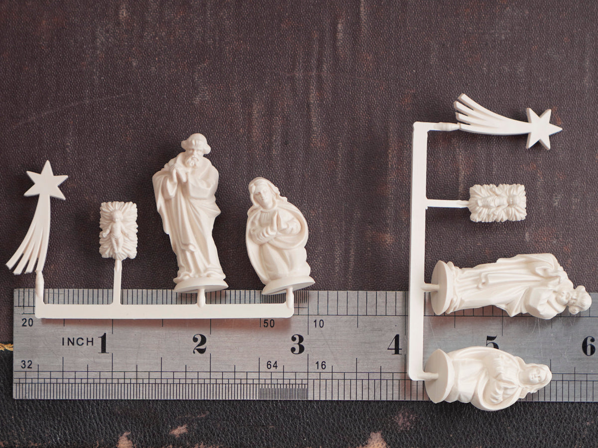 Miniature German Nativity Figures - Tiny Plastic Craft Figurines, Size C, 3 Sets