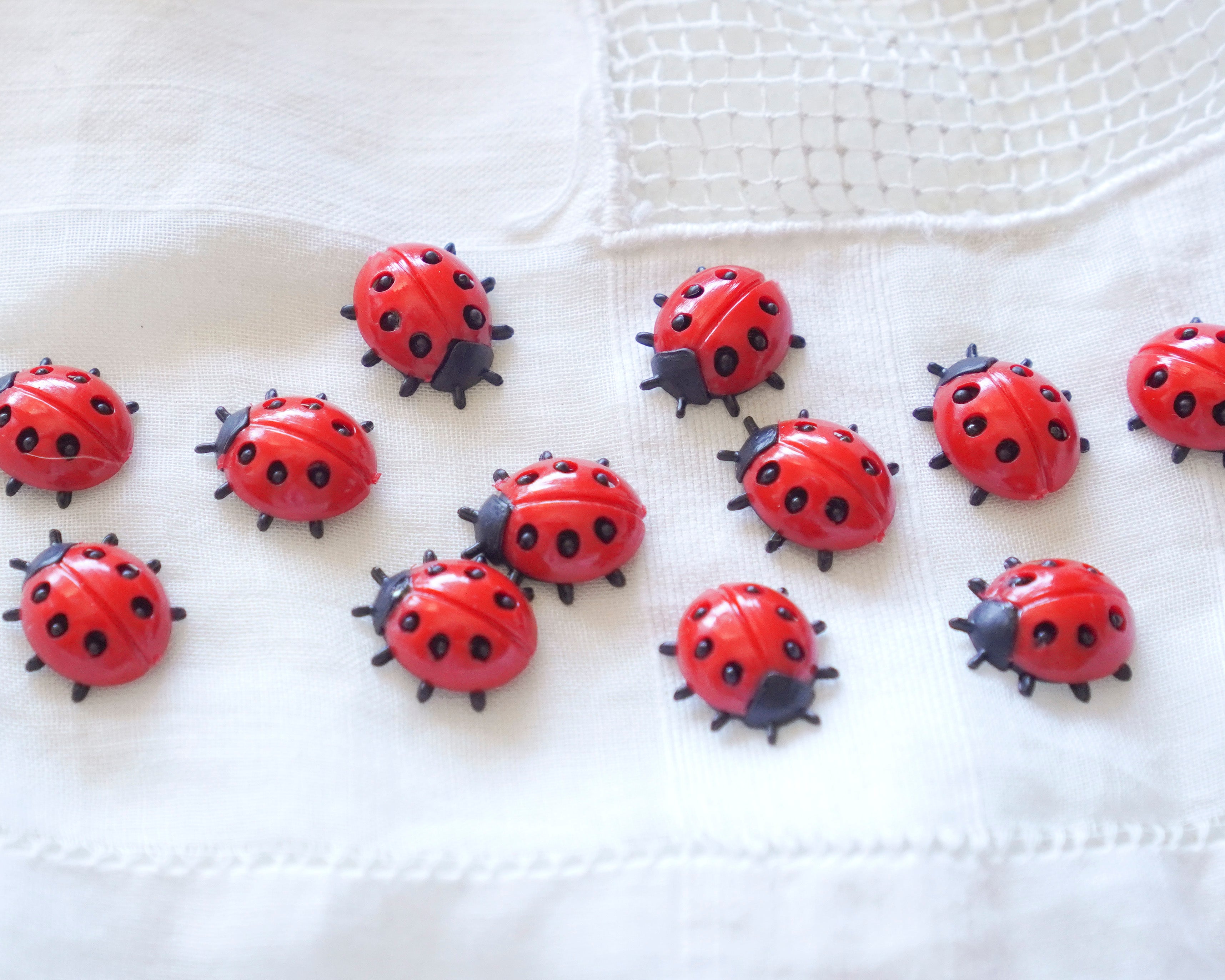 Small German Plastic Ladybugs for Crafts, 12 Pcs.