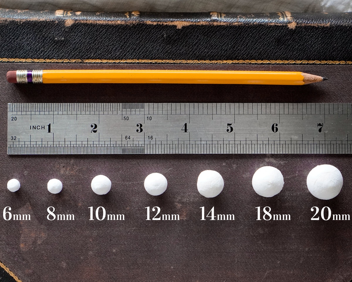 Small Spun Cotton Balls, Vintage-Style Paper Ball Craft Shapes, Select by Size: 6mm - 20mm