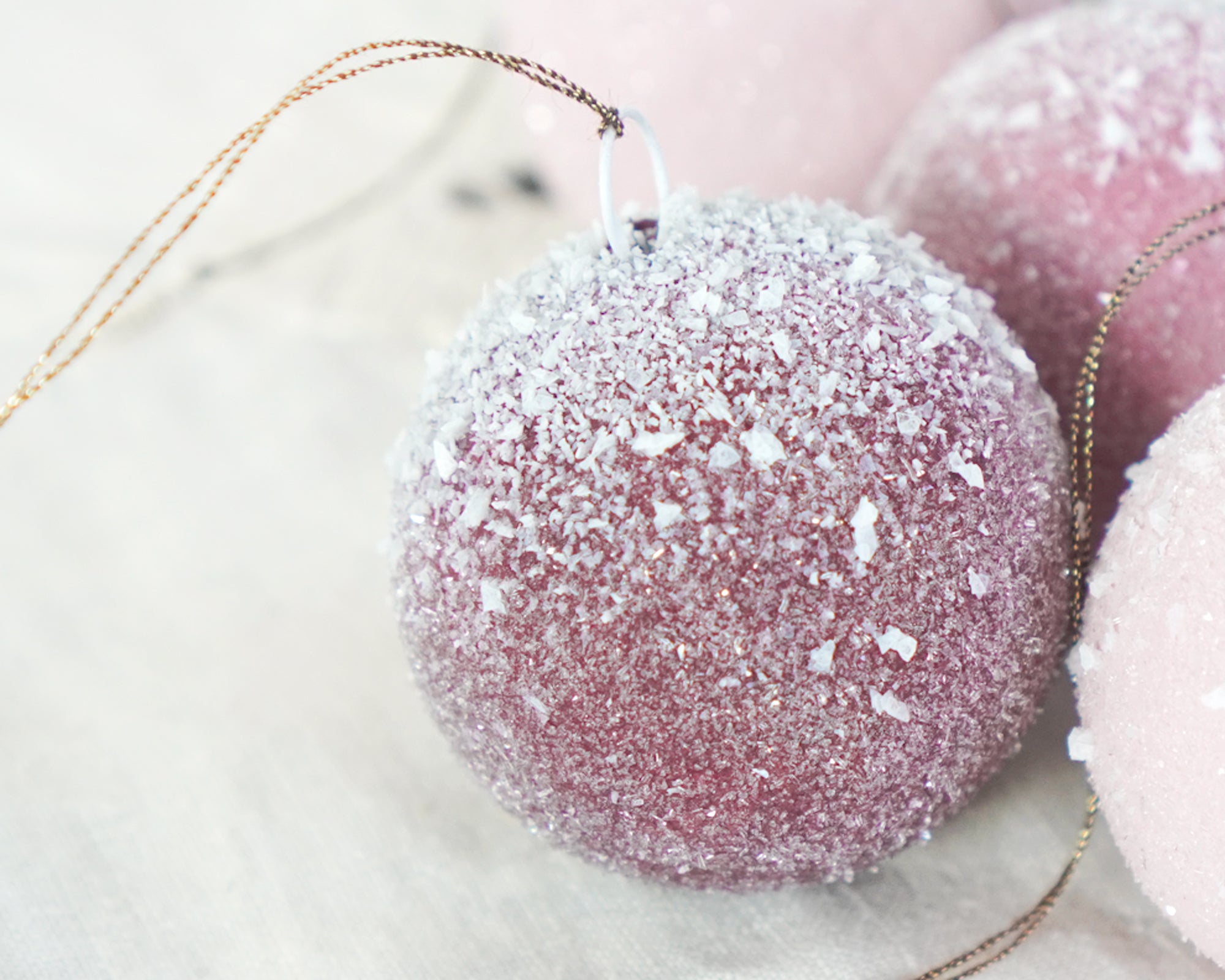 Snow Plum Baubles - Spun Cotton Sugar Plum Christmas Ornament Trio