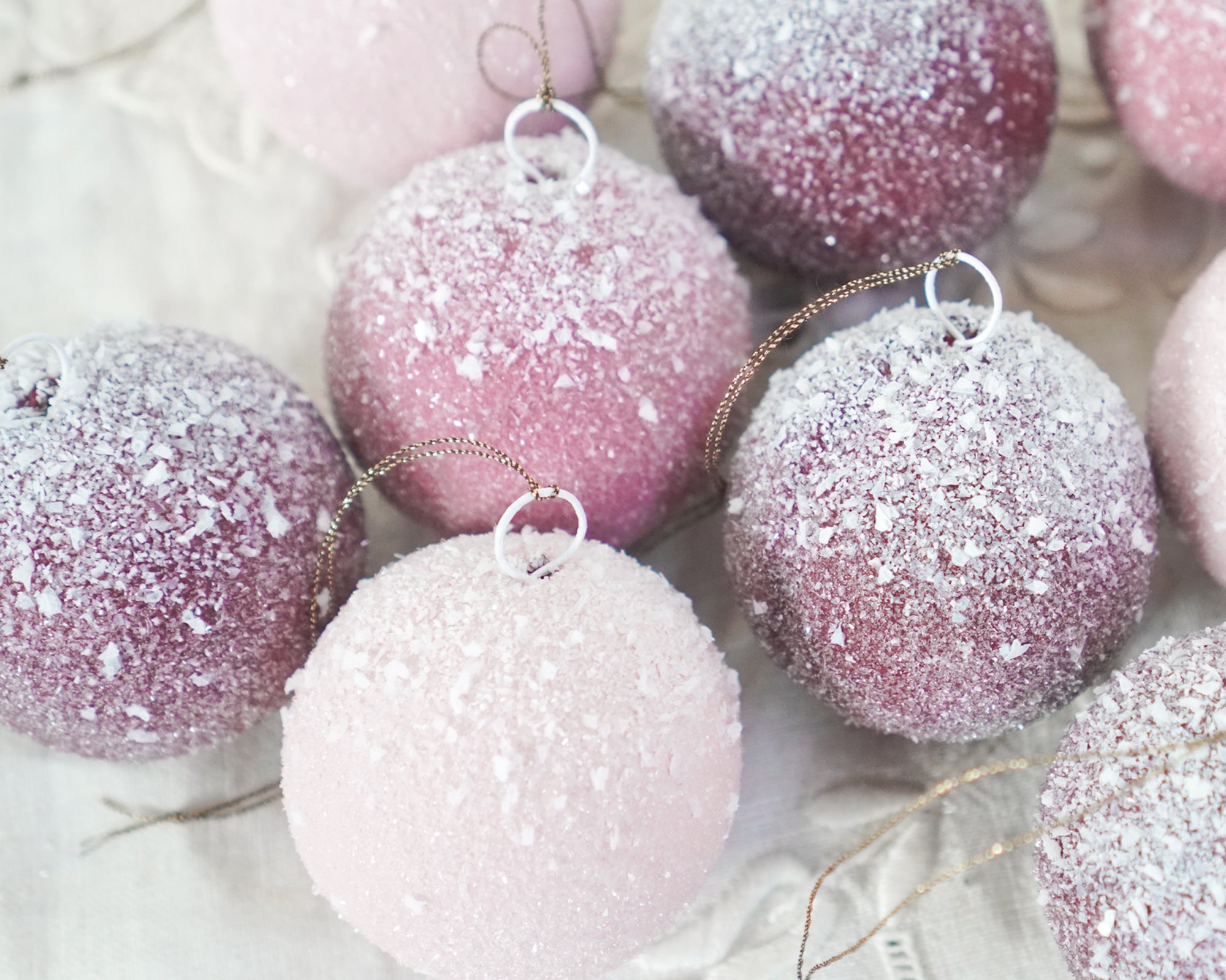 Snow Plum Baubles - Spun Cotton Sugar Plum Christmas Ornament Trio