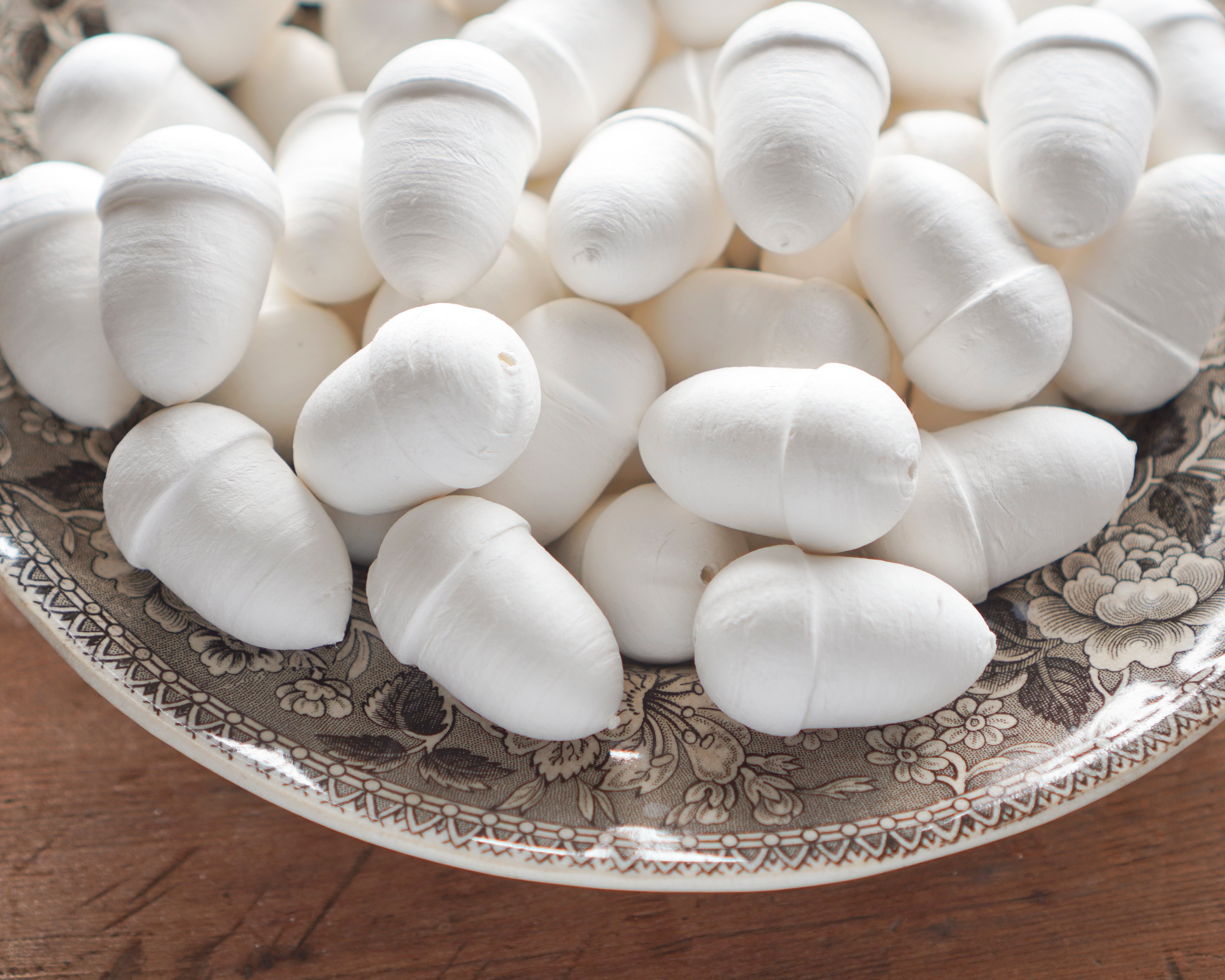 Spun Cotton Acorns 43mm Nut Ornament Blanks, 12 Pcs