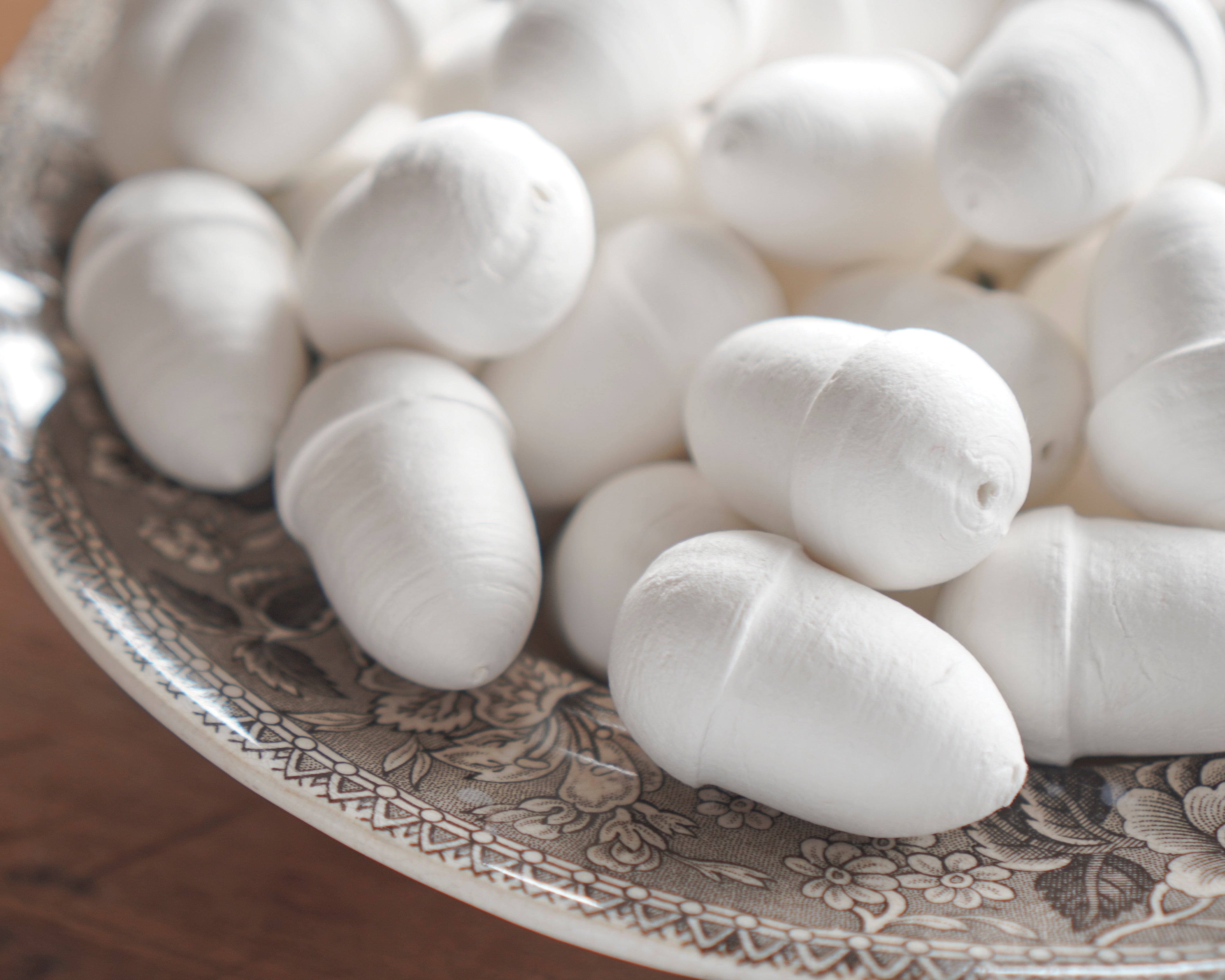 Spun Cotton Acorns 43mm Nut Ornament Blanks, 12 Pcs