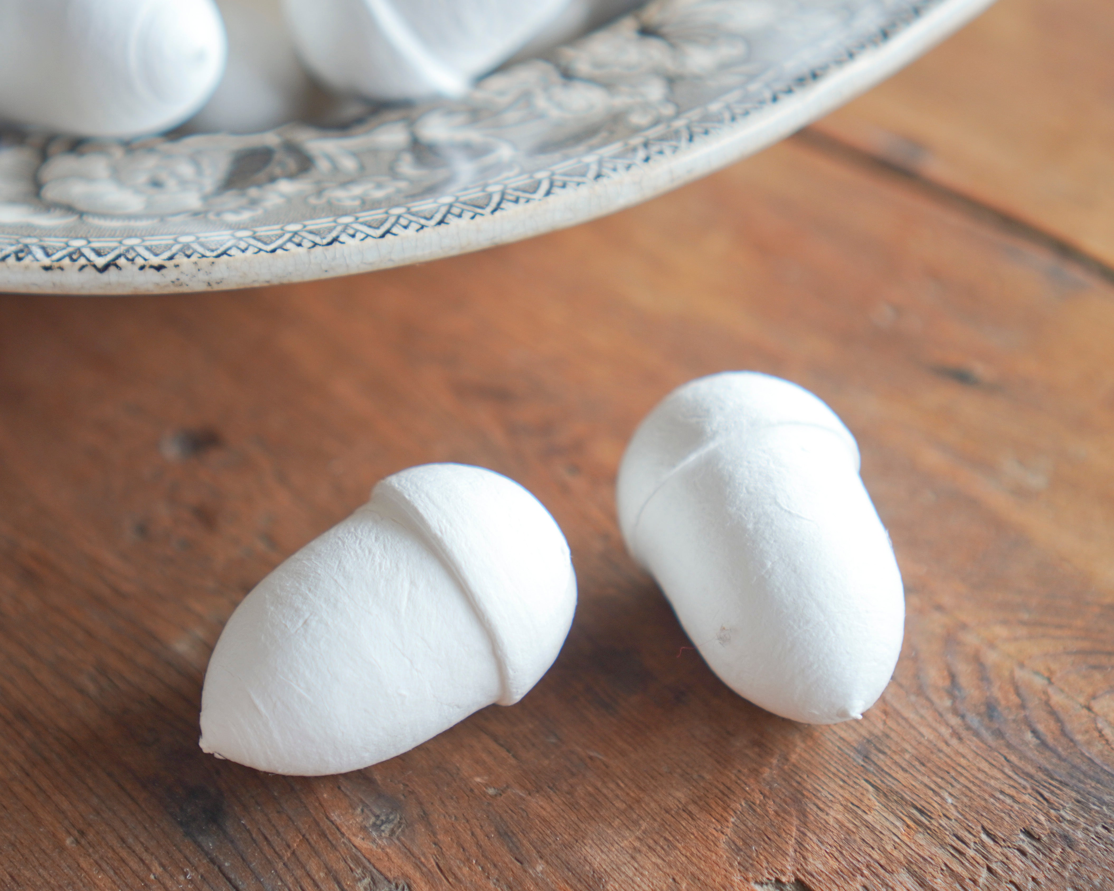 Spun Cotton Acorns 43mm Nut Ornament Blanks, 12 Pcs