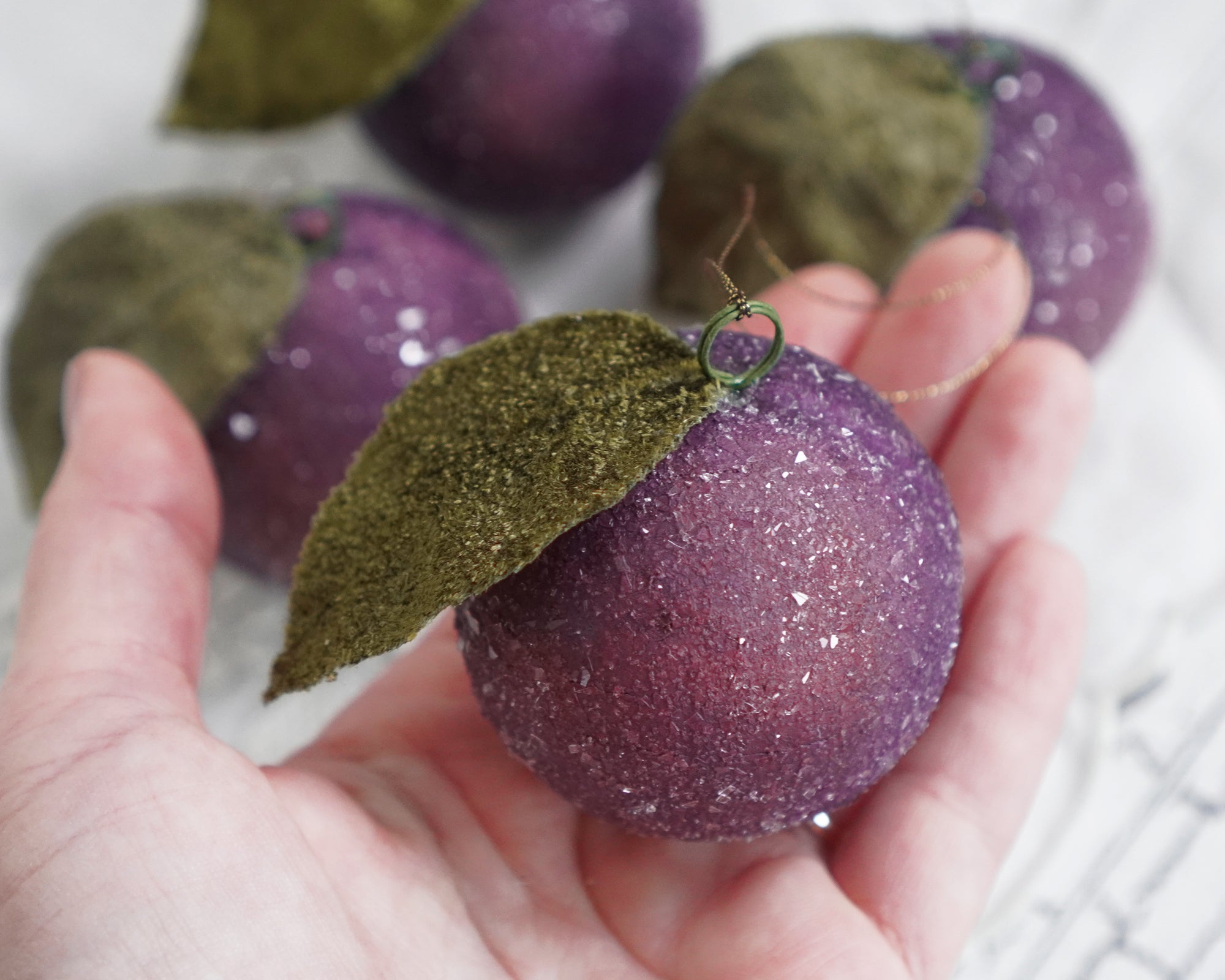 Spun Cotton Sugar Plum Christmas Ornament