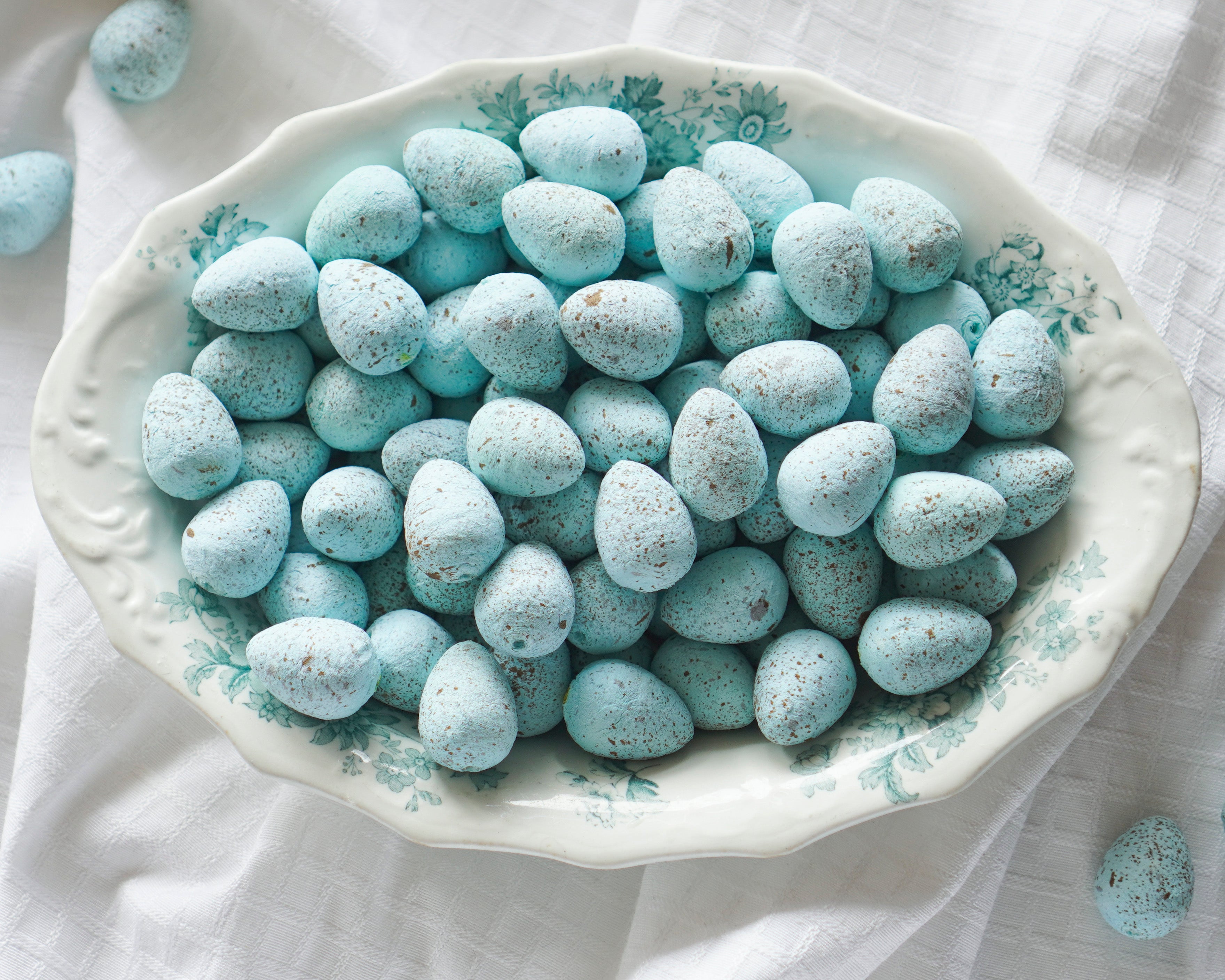 Blue Speckled Spun Cotton Craft Eggs, 10 Pcs.