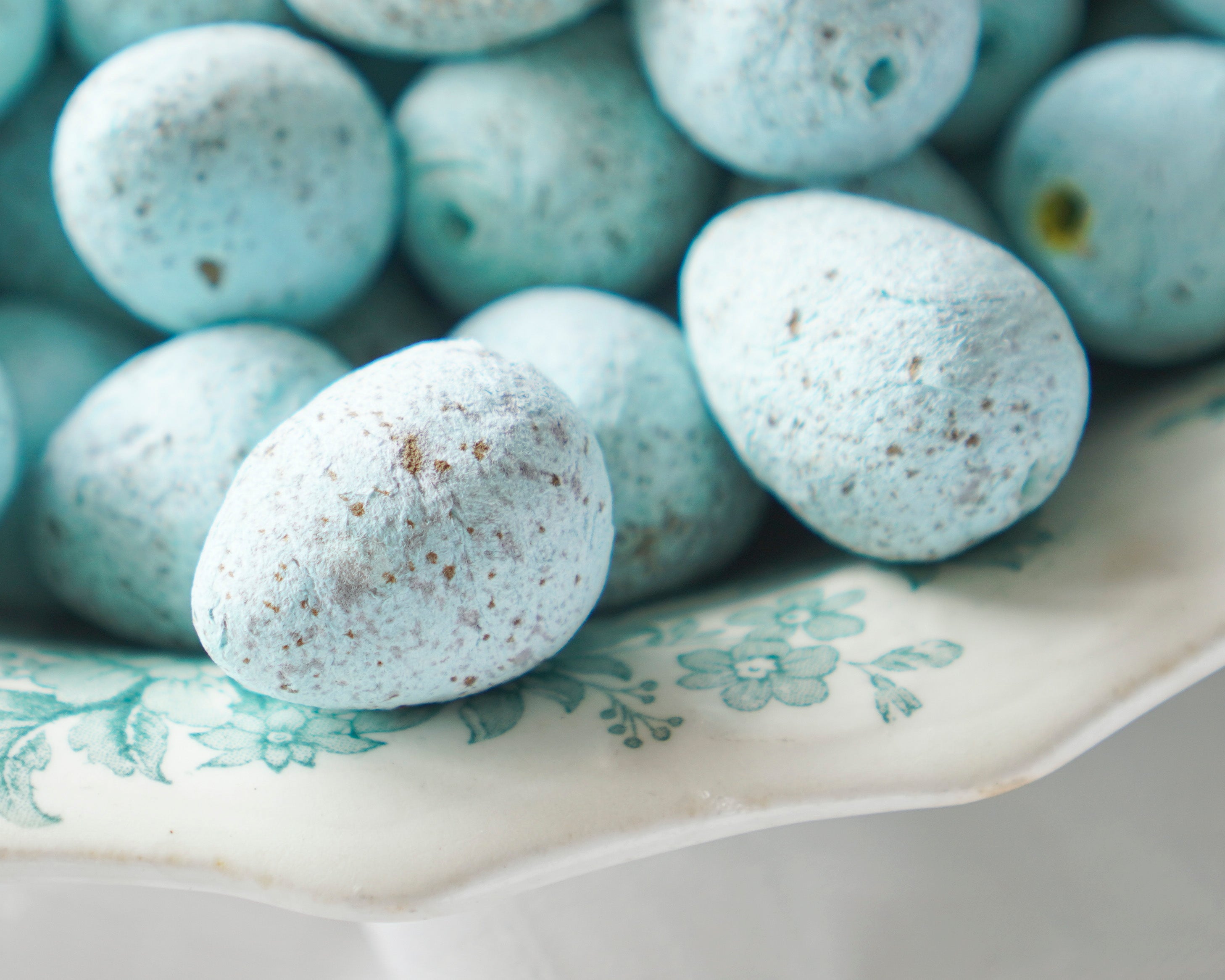 Blue Speckled Spun Cotton Craft Eggs, 10 Pcs.
