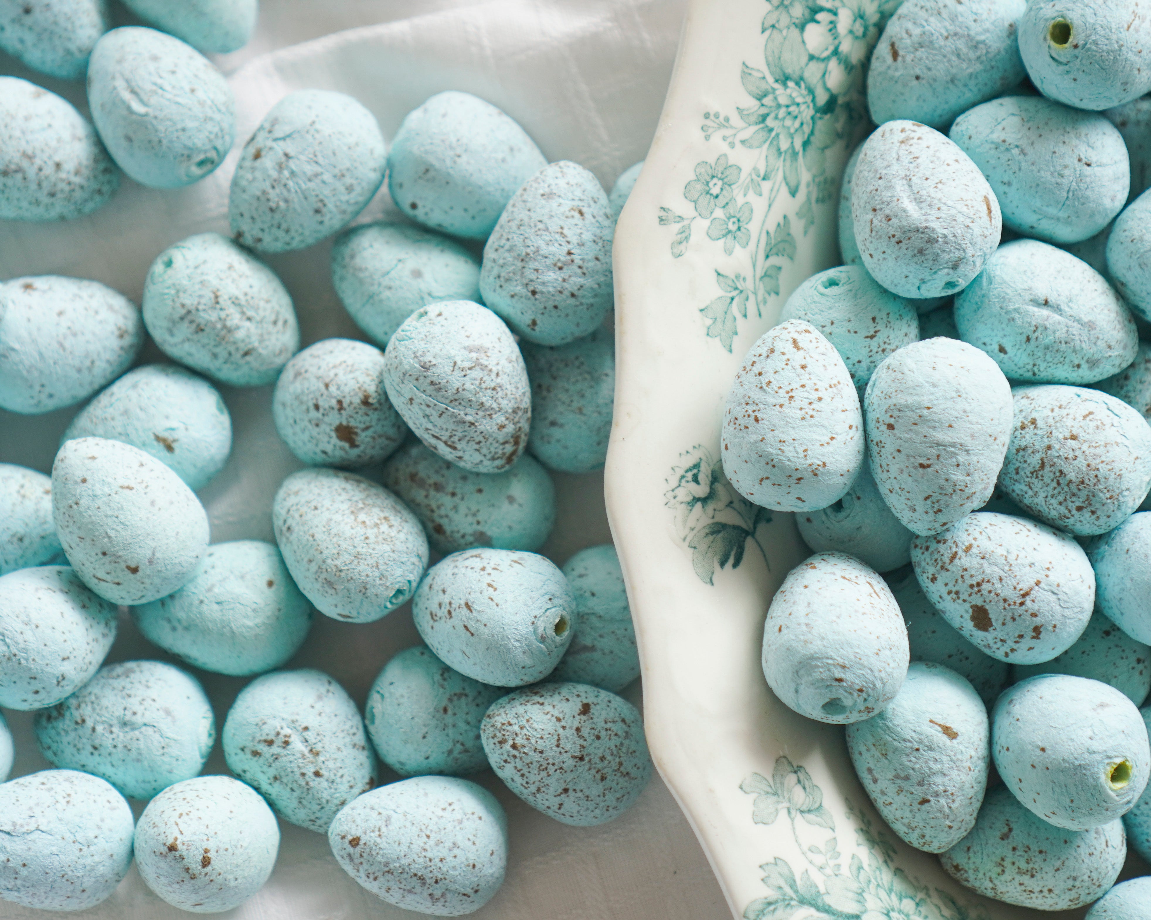 Blue Speckled Spun Cotton Craft Eggs, 10 Pcs.