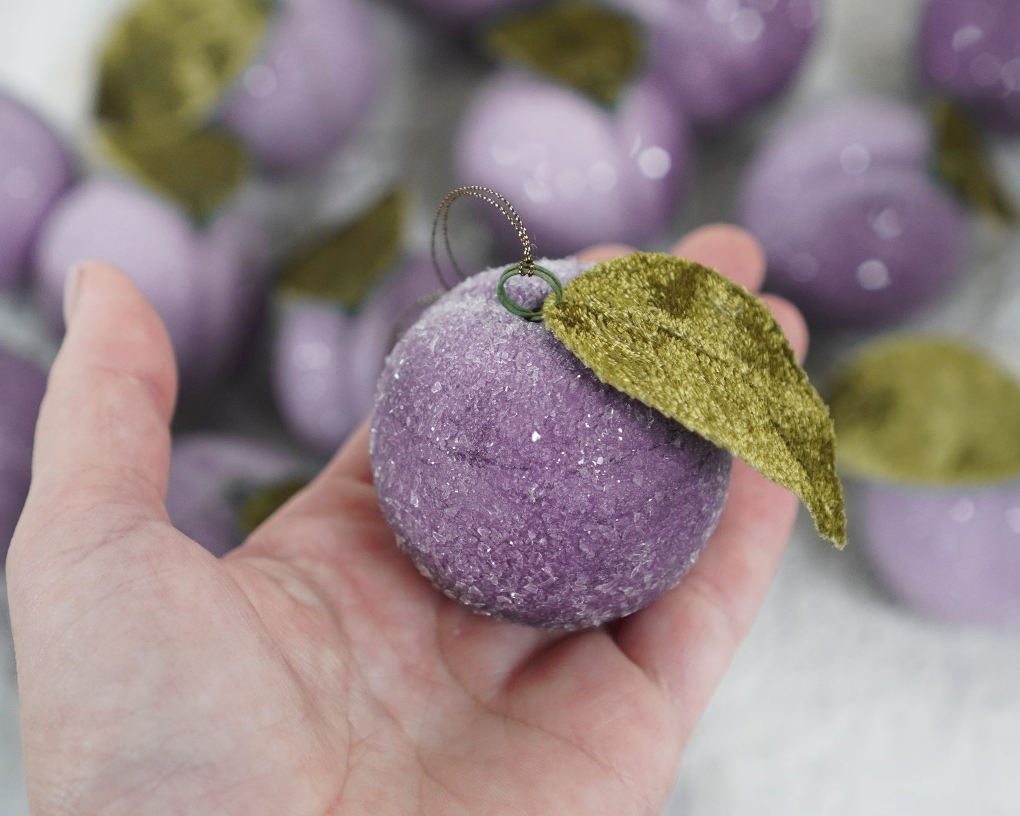 Lavender Spun Cotton Sugar Plum Christmas Ornament