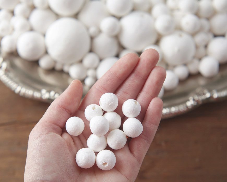 Spun Cotton Balls, Vintage-Style Paper Ball Craft Shapes, Select by Size