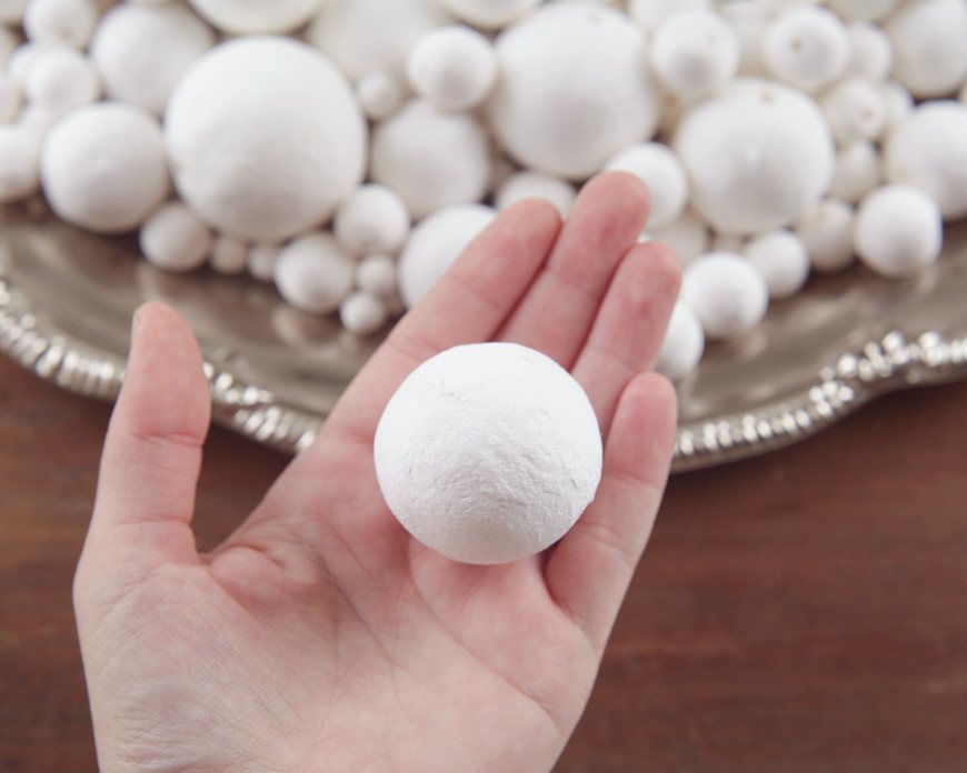 Spun Cotton Balls, Vintage-Style Paper Ball Craft Shapes, Select by Size