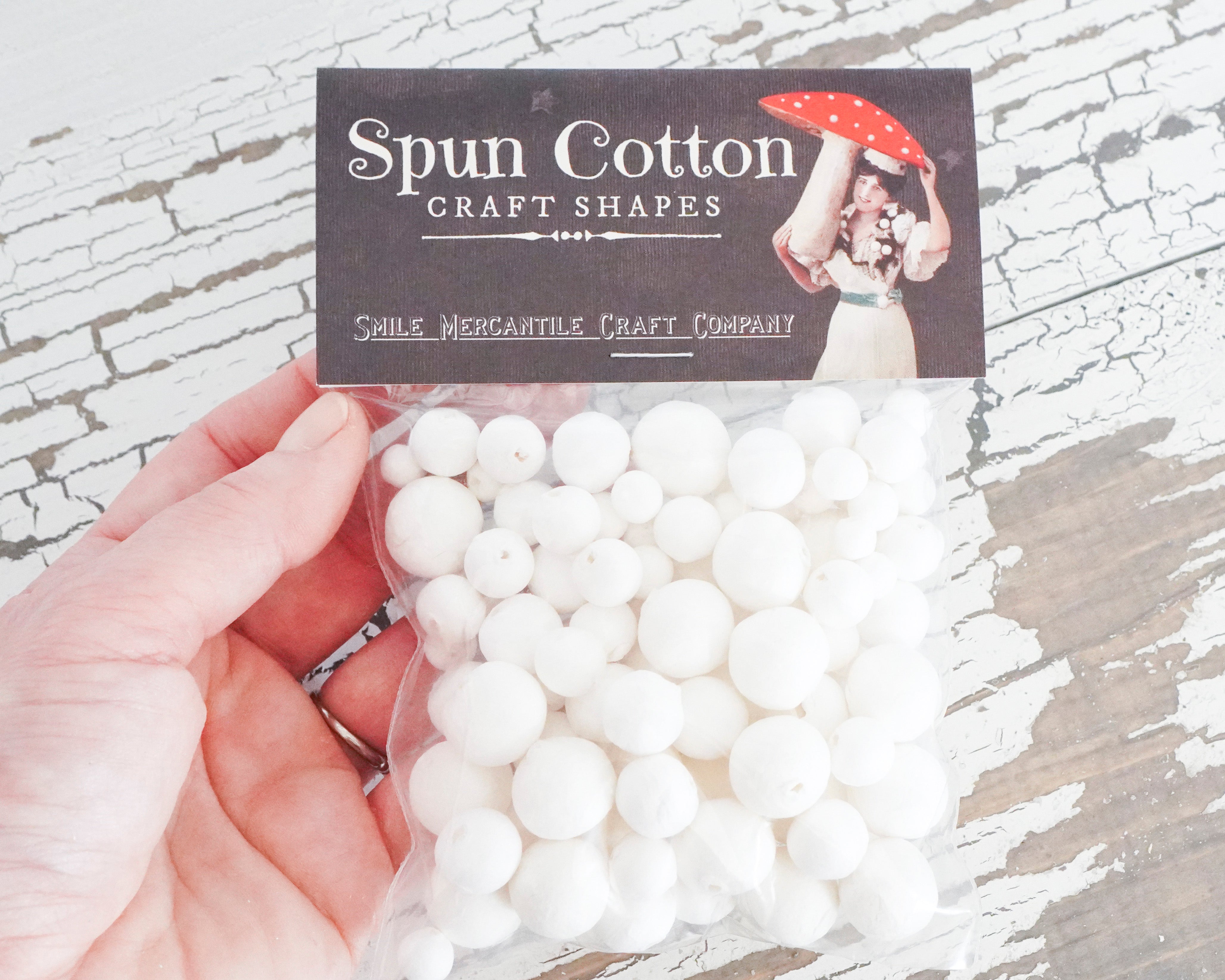 Tiny Spun Cotton Balls Sampler Pack, Mixed Small-Size Paper Ball Craft Shapes, 100 Pcs.