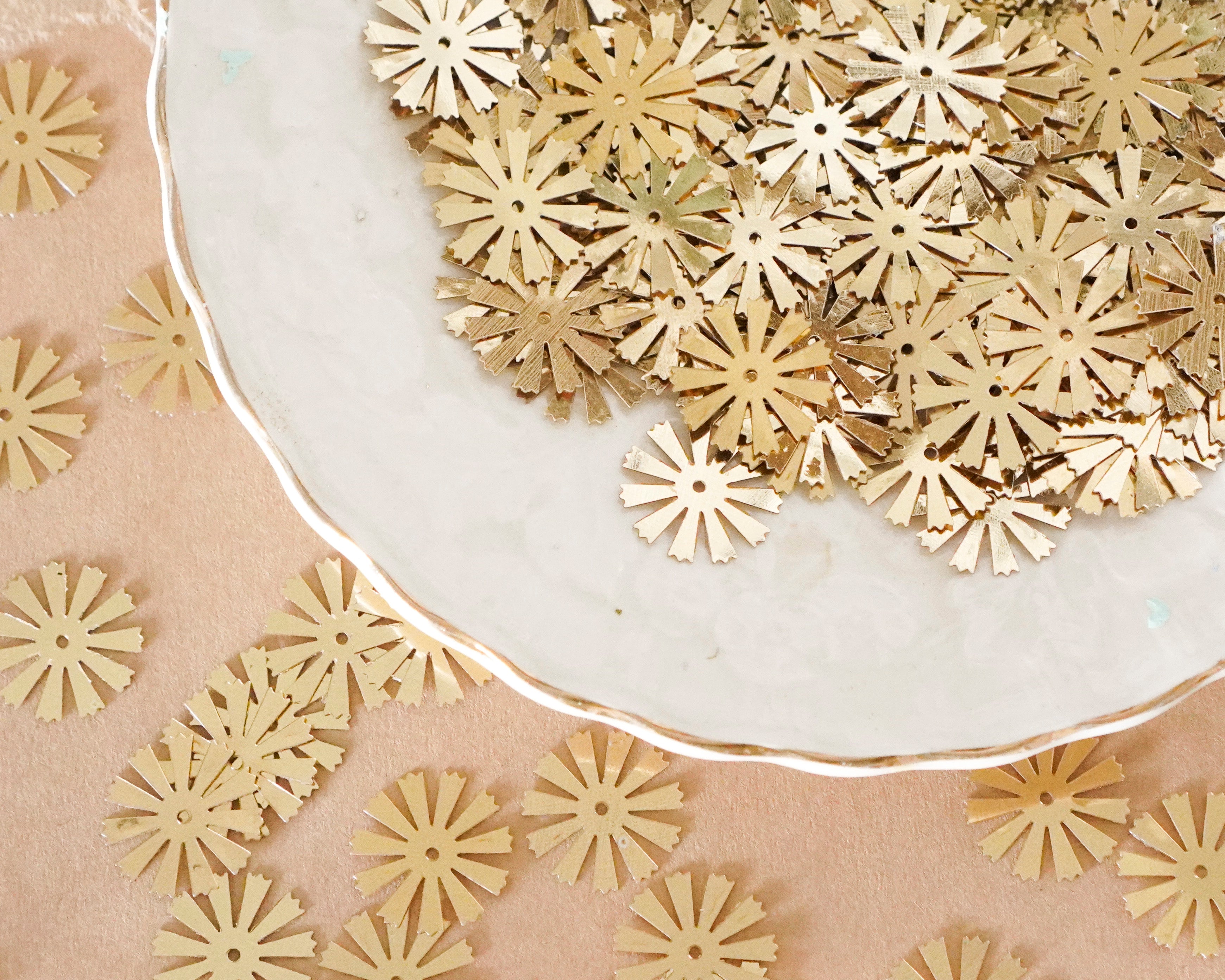 Gold Sunburst Sequins - Retro Sun Paillettes, 150 Pcs.