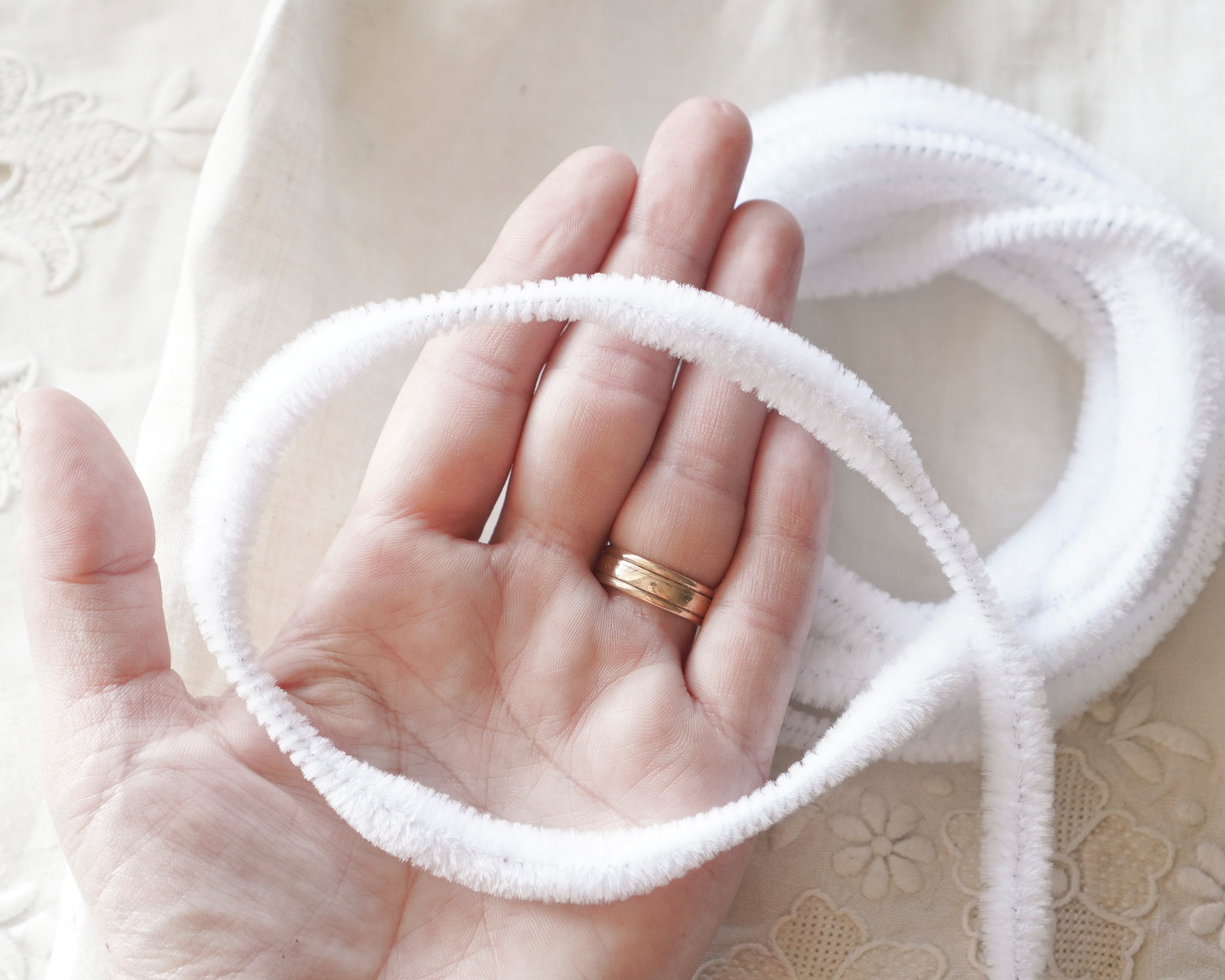 Bump Chenille - White Pipe Cleaner Wired Craft Trim, 3 Yds.