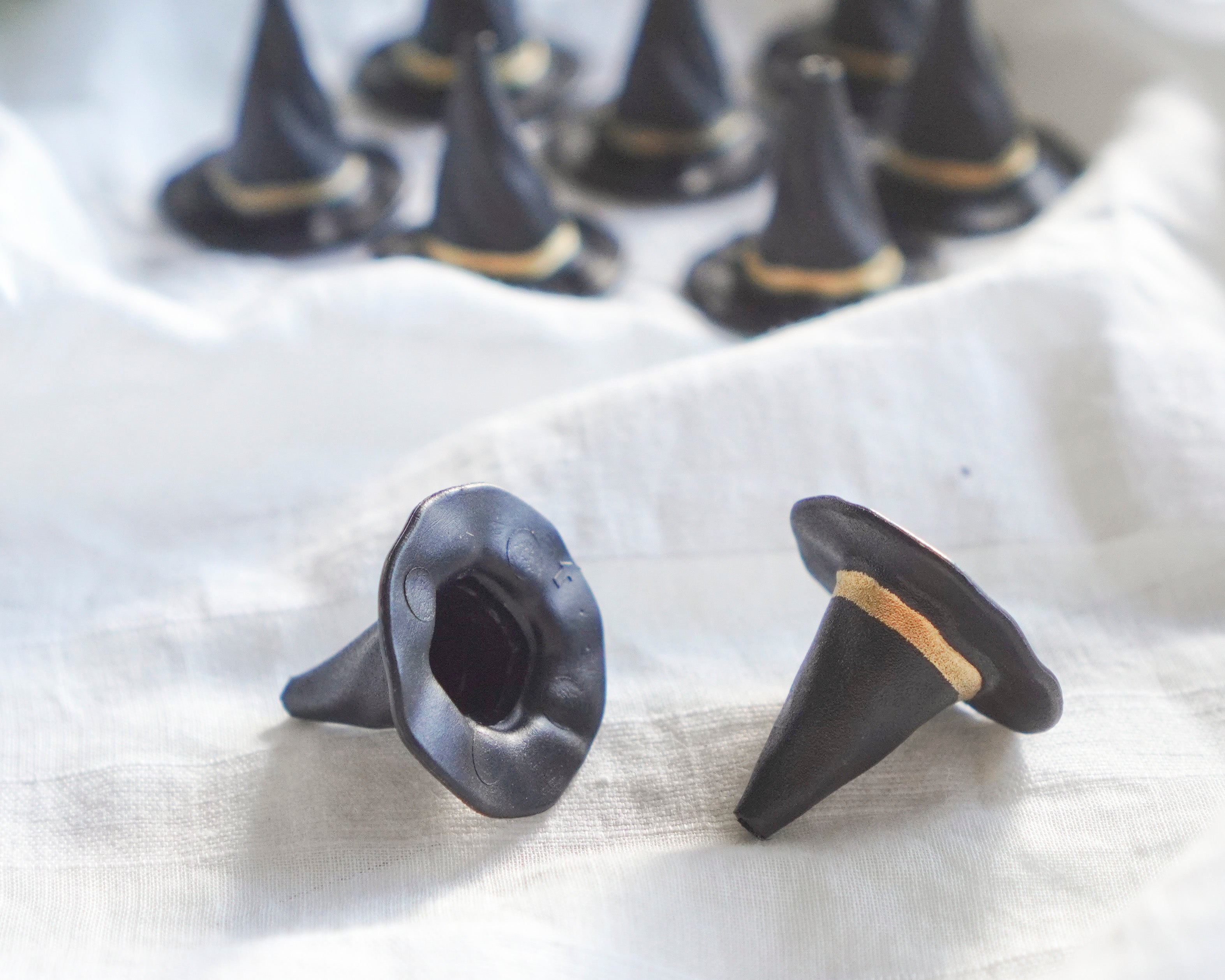 Miniature Witch Hats, Plastic Craft Hats (with Drilled Top Hole) - 12 Pcs.