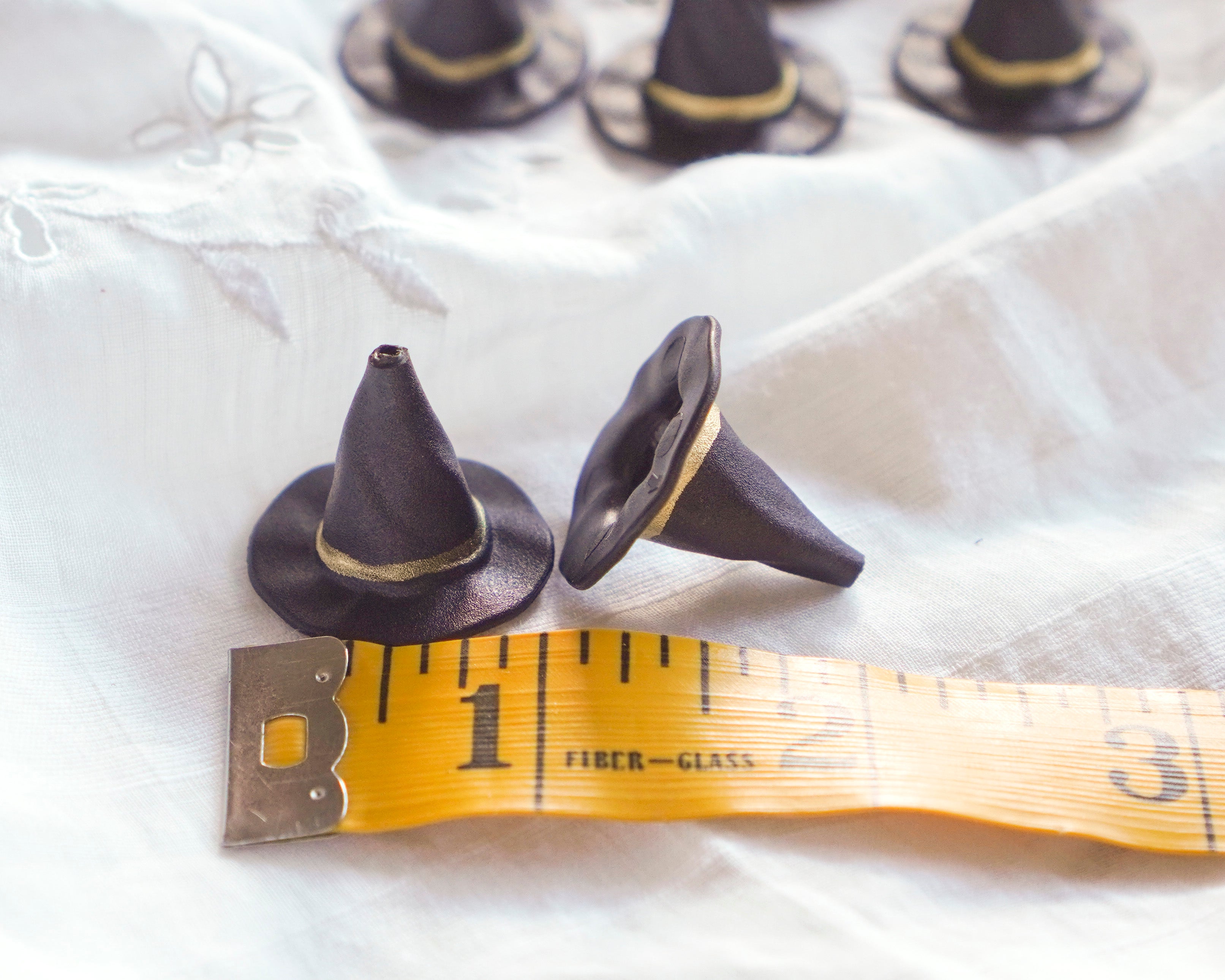 Miniature Witch Hats, Plastic Craft Hats (with Drilled Top Hole) - 12 Pcs.