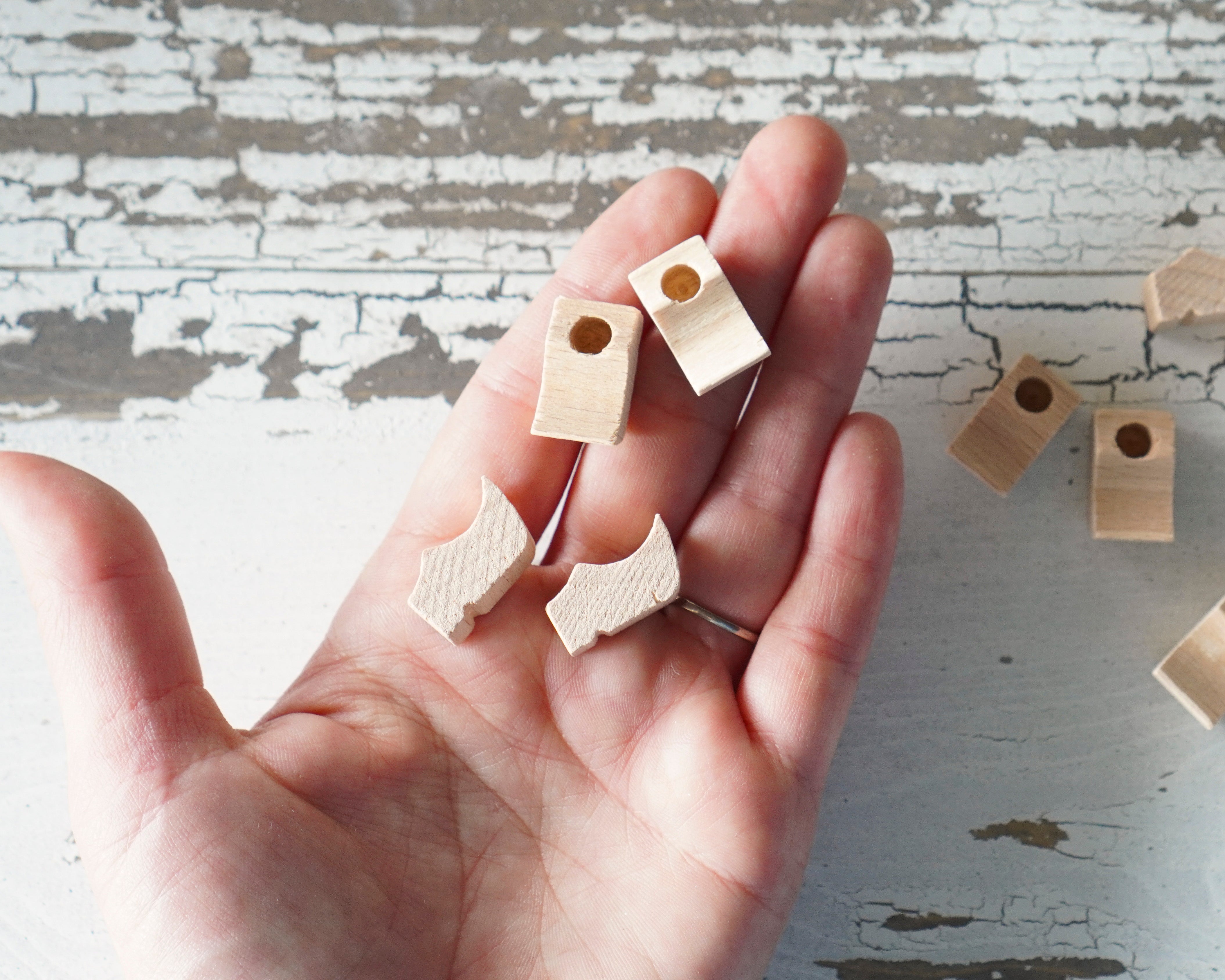 Miniature Wooden Shoes, Tiny Wood Figurine / Doll Clogs, 5 Pairs, 10 Pcs